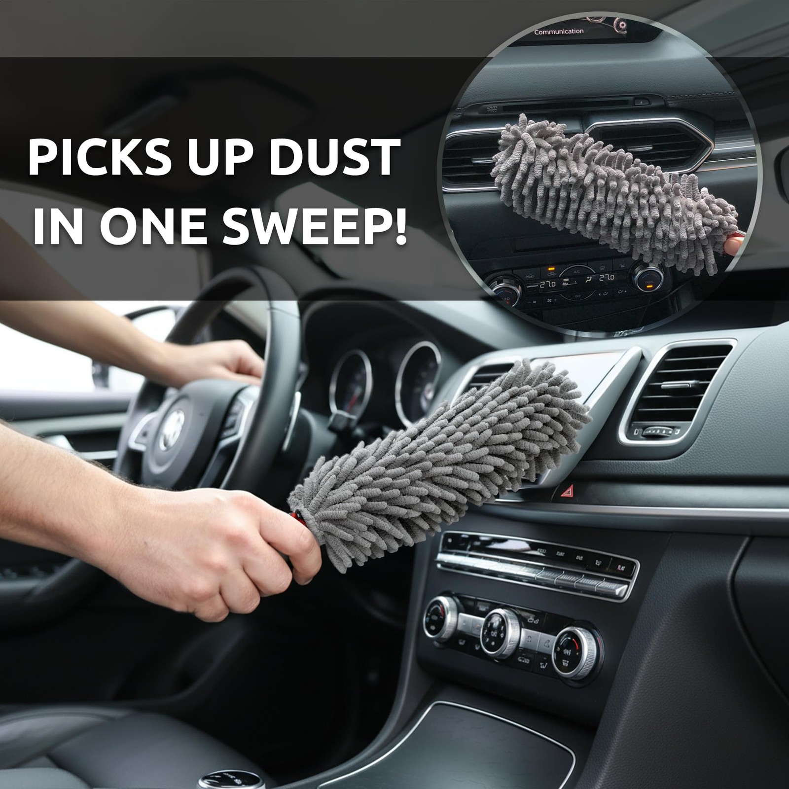 360° Microfiber Car Duster with Comfort Handle & Towel for Home Use