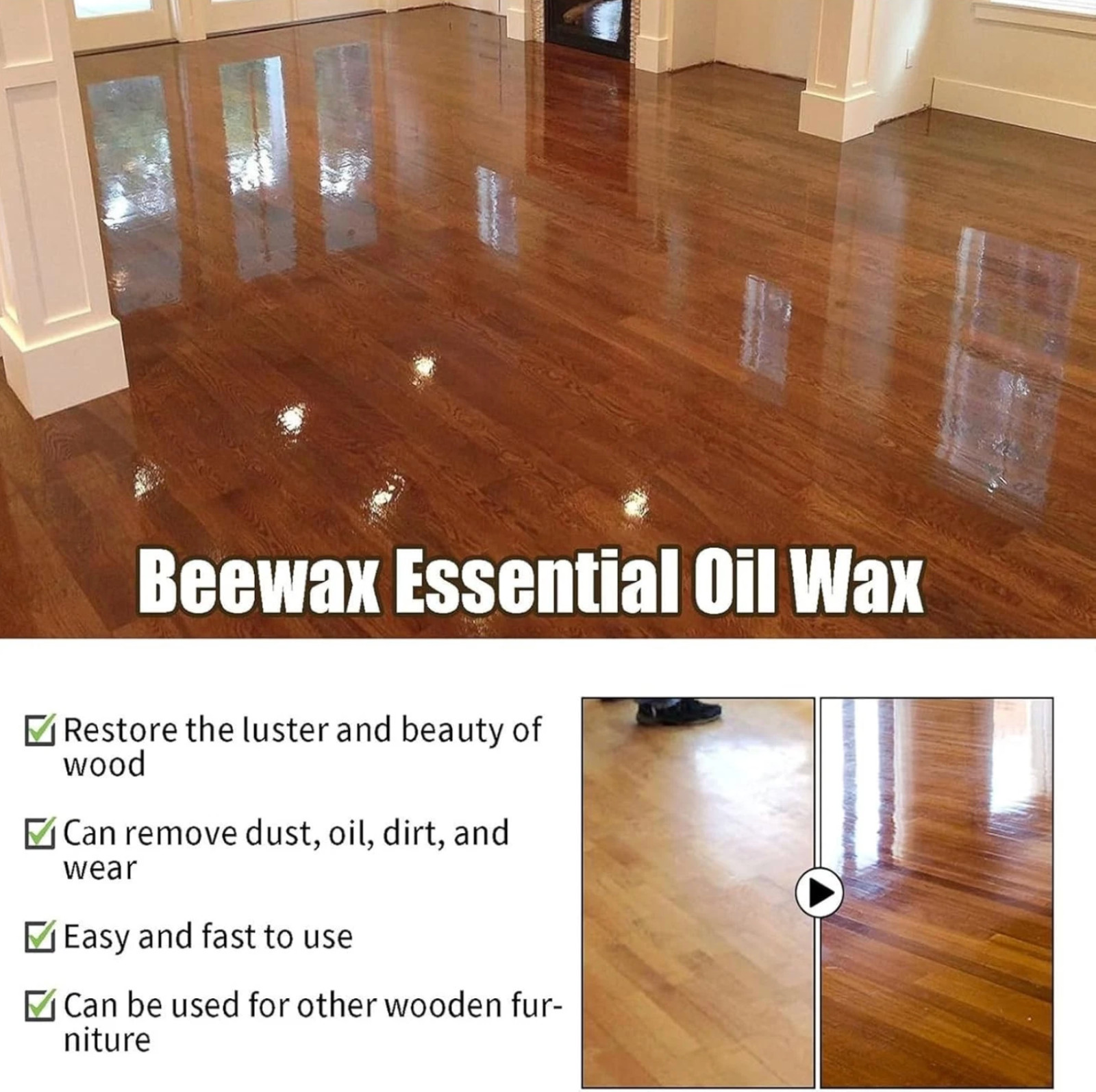Natural Beeswax Polish Spray, Wood Furniture & Floor Cleaning Care
