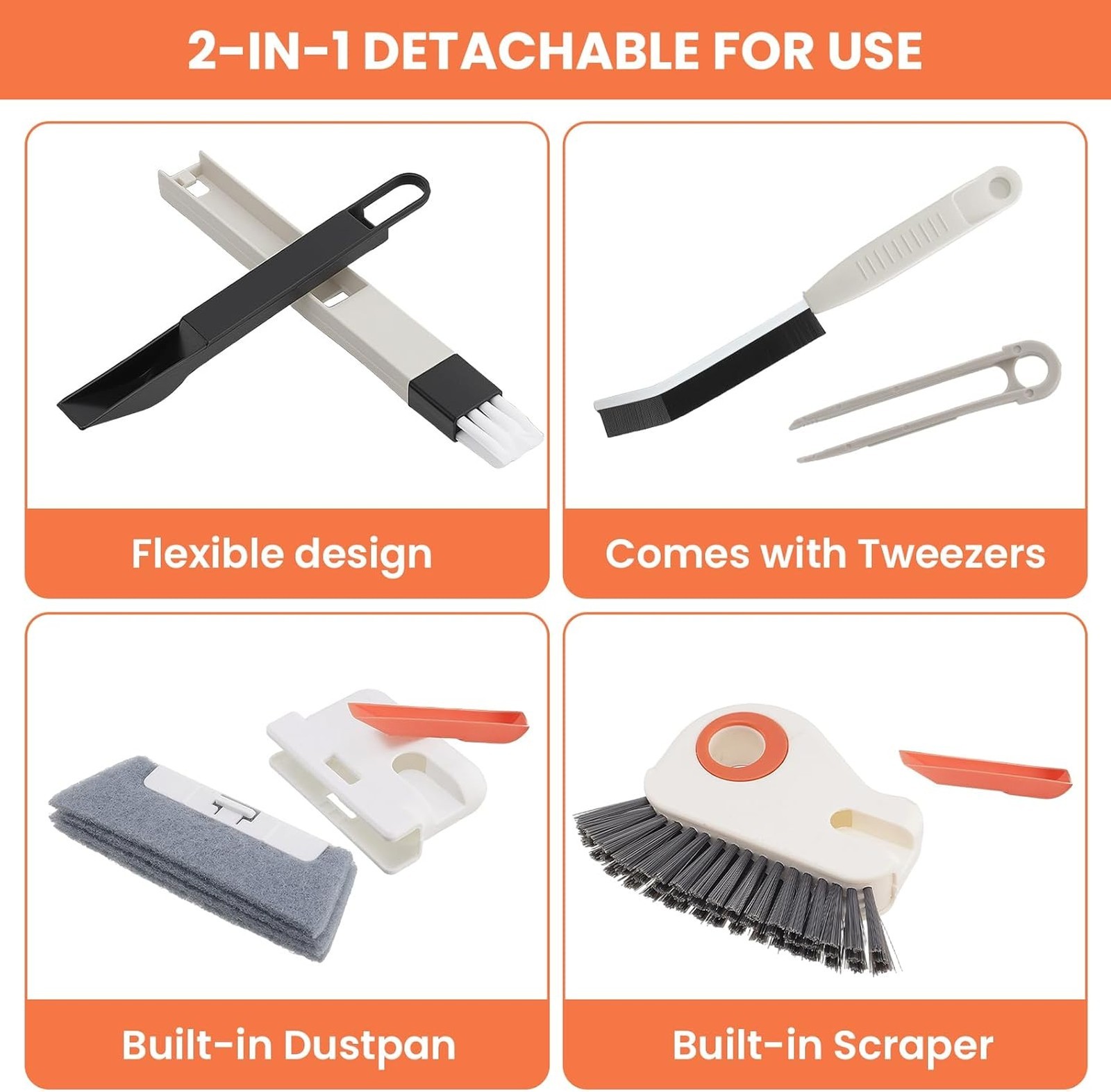 Window Track Cleaner Tool Set 12 Pcs with Crevice Brush and Pliers for Sliding