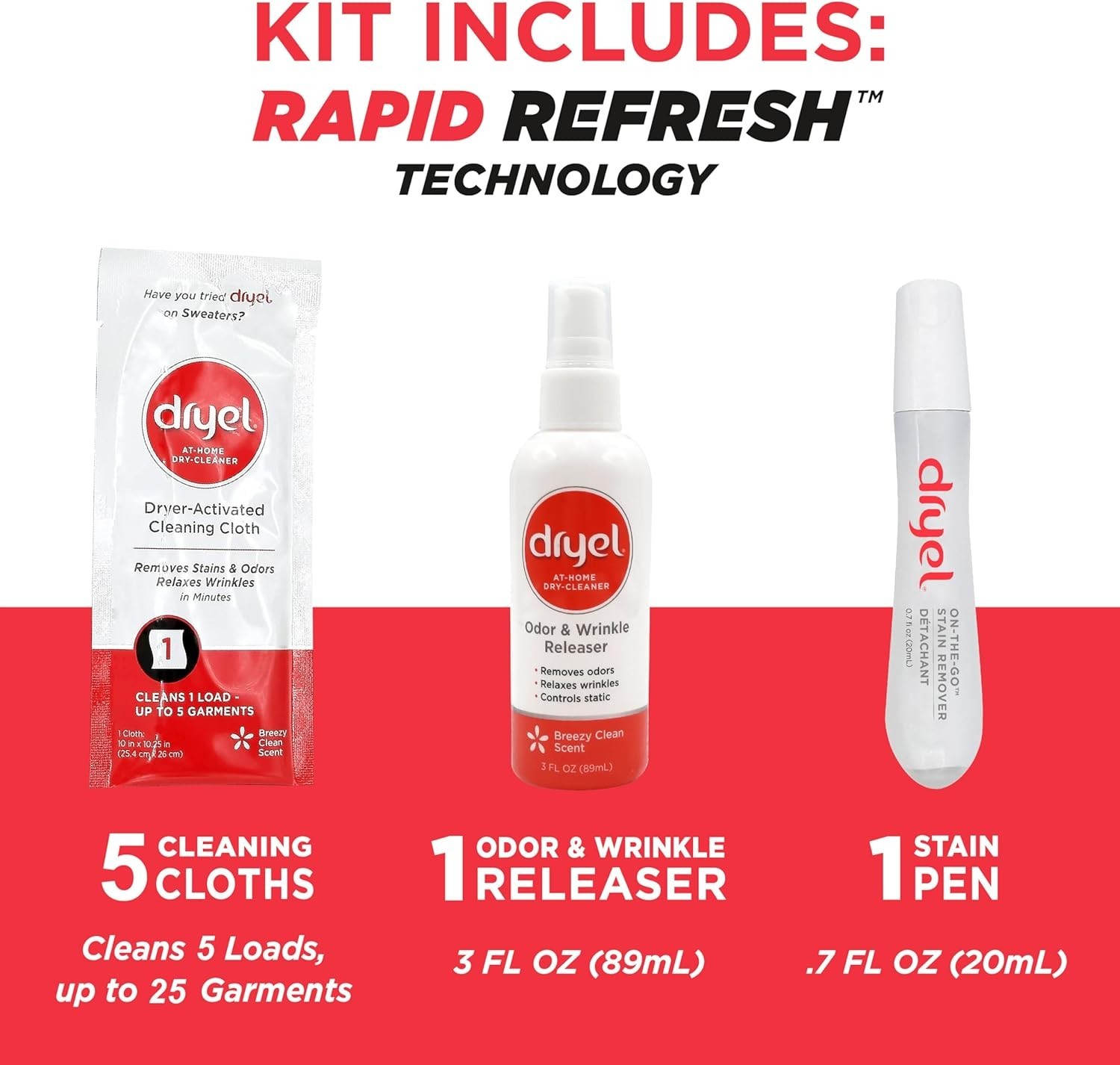 At-Home Dry Cleaner Kit, New and Improved Formula with Rapid Refresh Technology