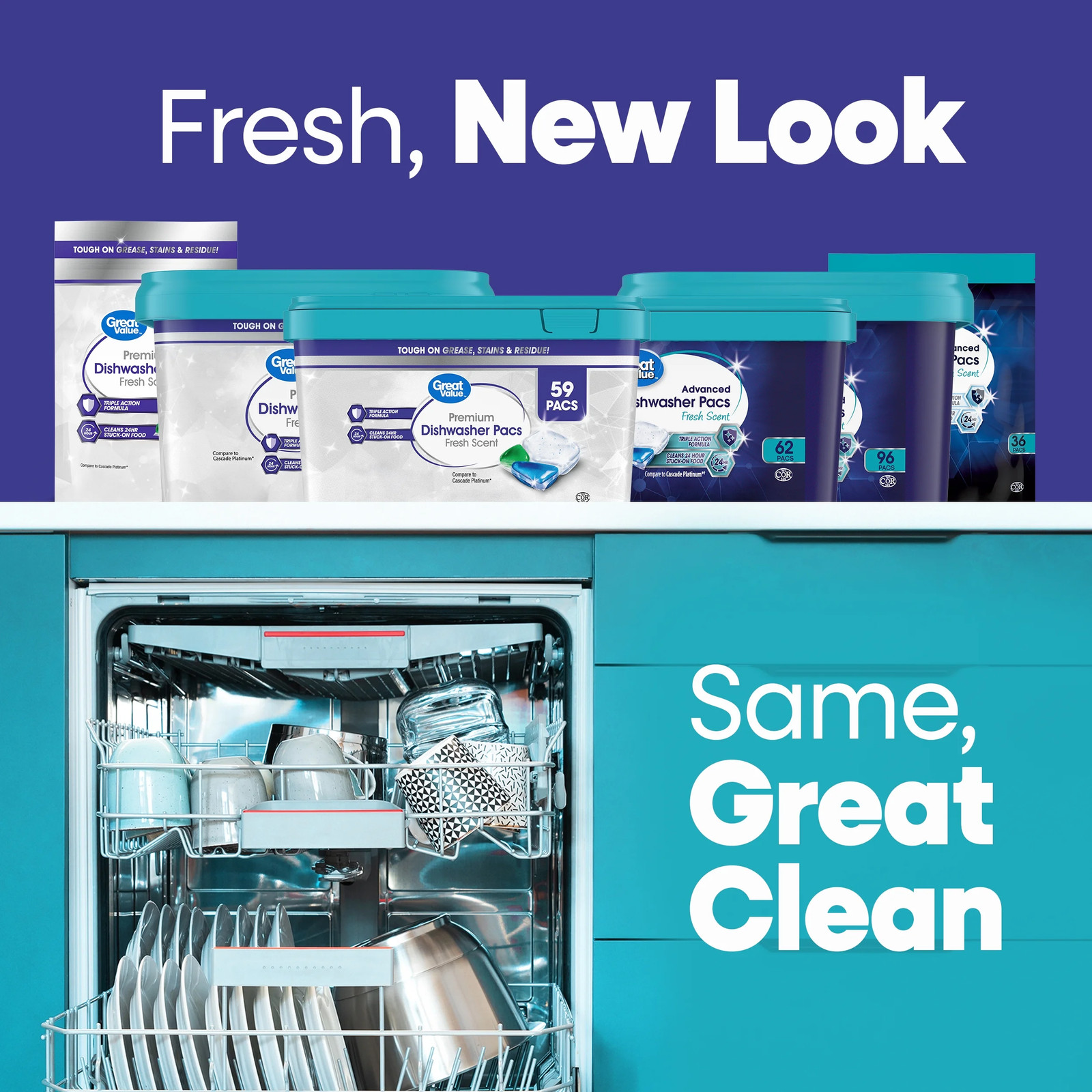 Premium Dishwasher Pacs, Fresh Scent, 87 Count
