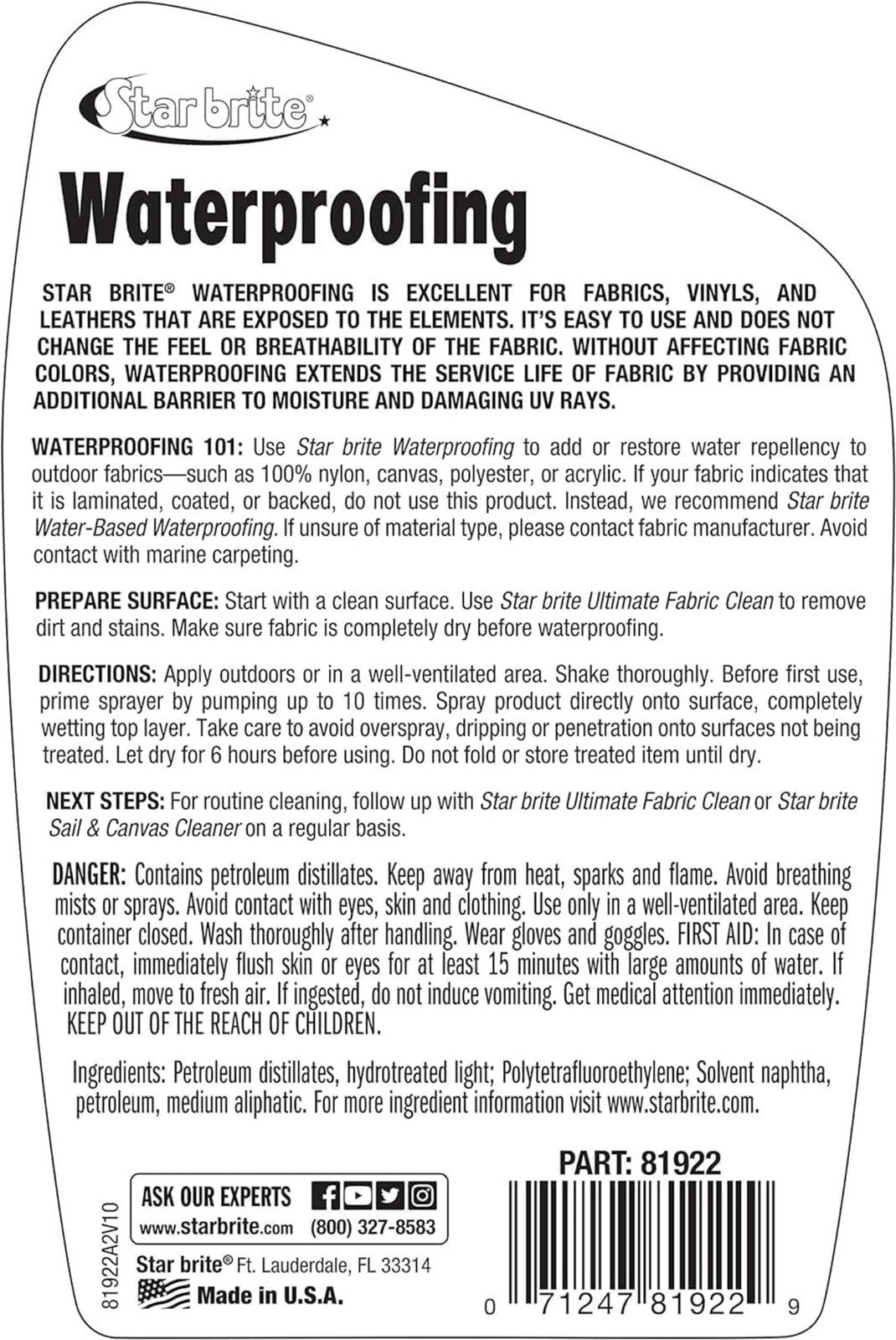 STAR BRITE Waterproofing Fabric Treatment w/ PTEF & Stain Protection 22oz 3 Pack