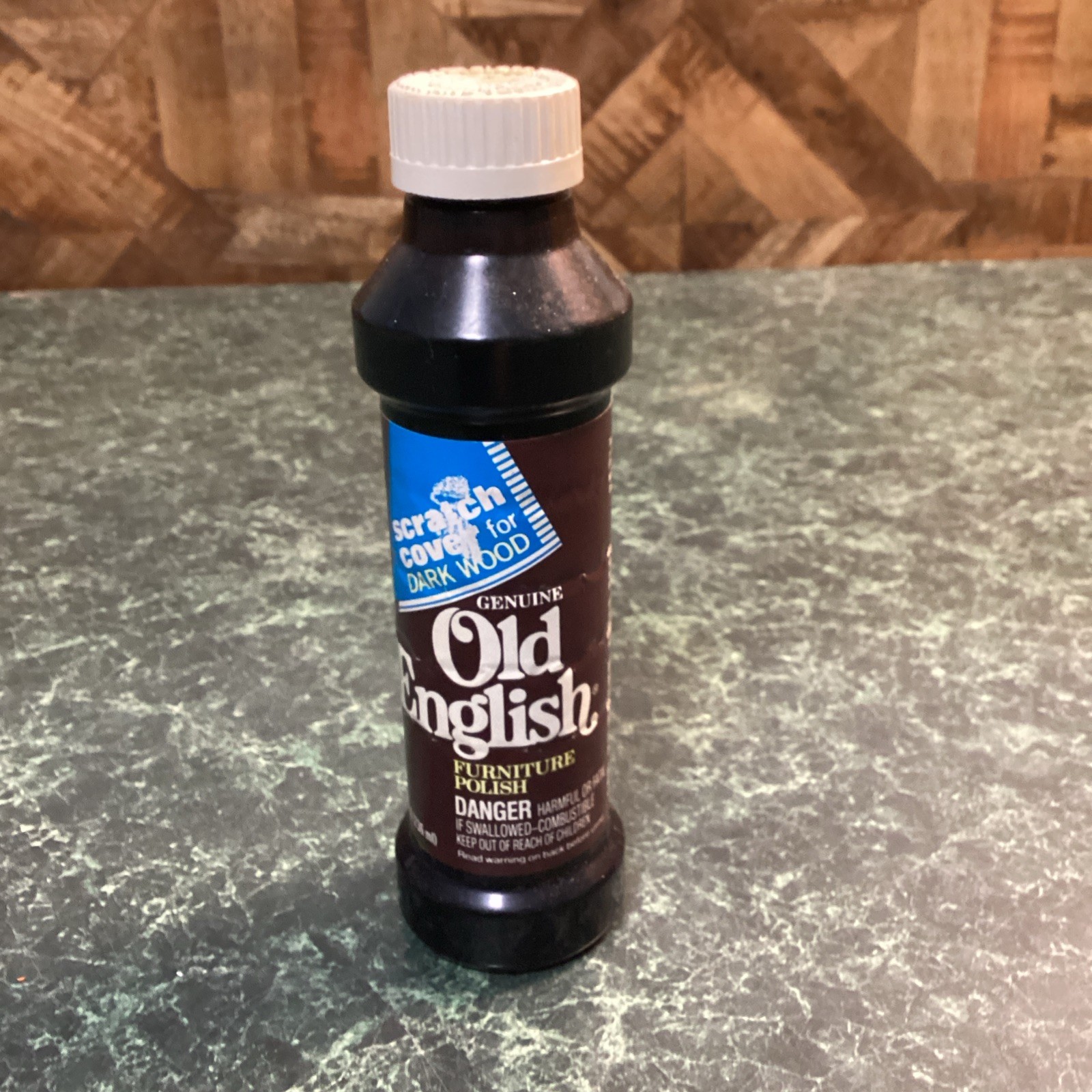 Genuine Old English 1989 Scratch Cover For Dark Woods – 8oz Bottle, Wood Polish