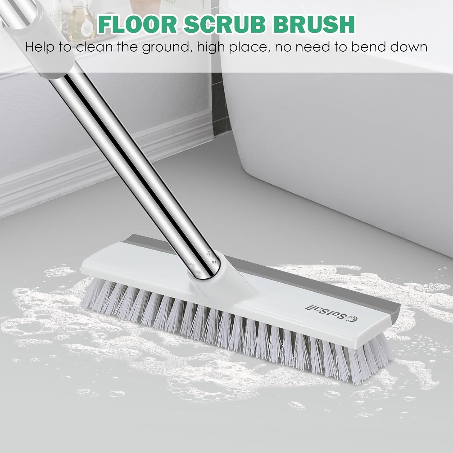 SetSail Floor Scrub Brush 51″ Adjustable 2 in 1 Scraper