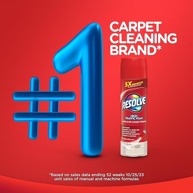 Resolve High Traffic Carpet Cleaner Foam 22 oz Stain & Odor Remover New
