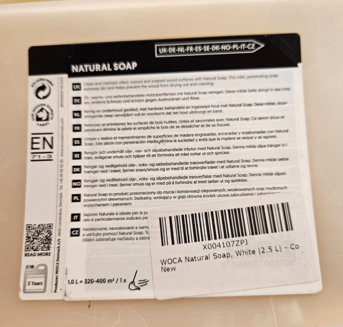 WOCA Natural Soap, Natural |2.5 L Concentrated Wood Cleaner White (See Descripti