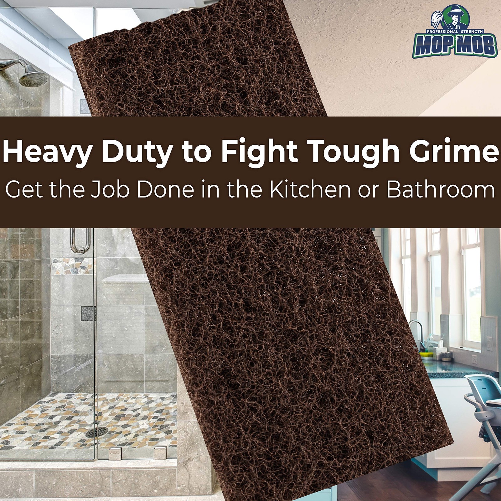 Heavy Duty XL Brown Scouring Pad 10 x 4.5in Large Multipurpose Scrubbing Sponges