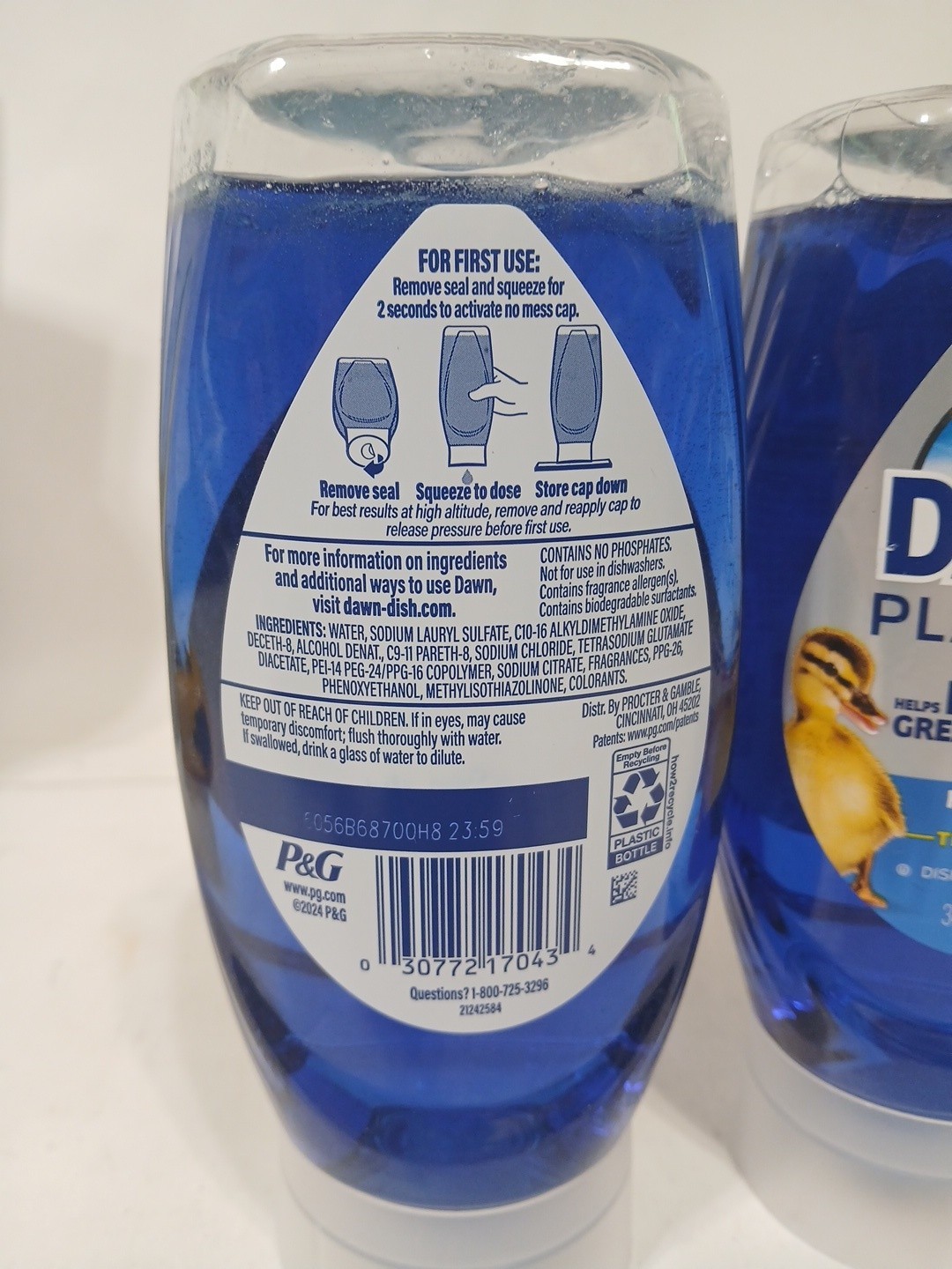 2 Pack Dawn Platinum Fresh Rain Scent Ez Squeeze Dishwashing Liquid 11.8oz