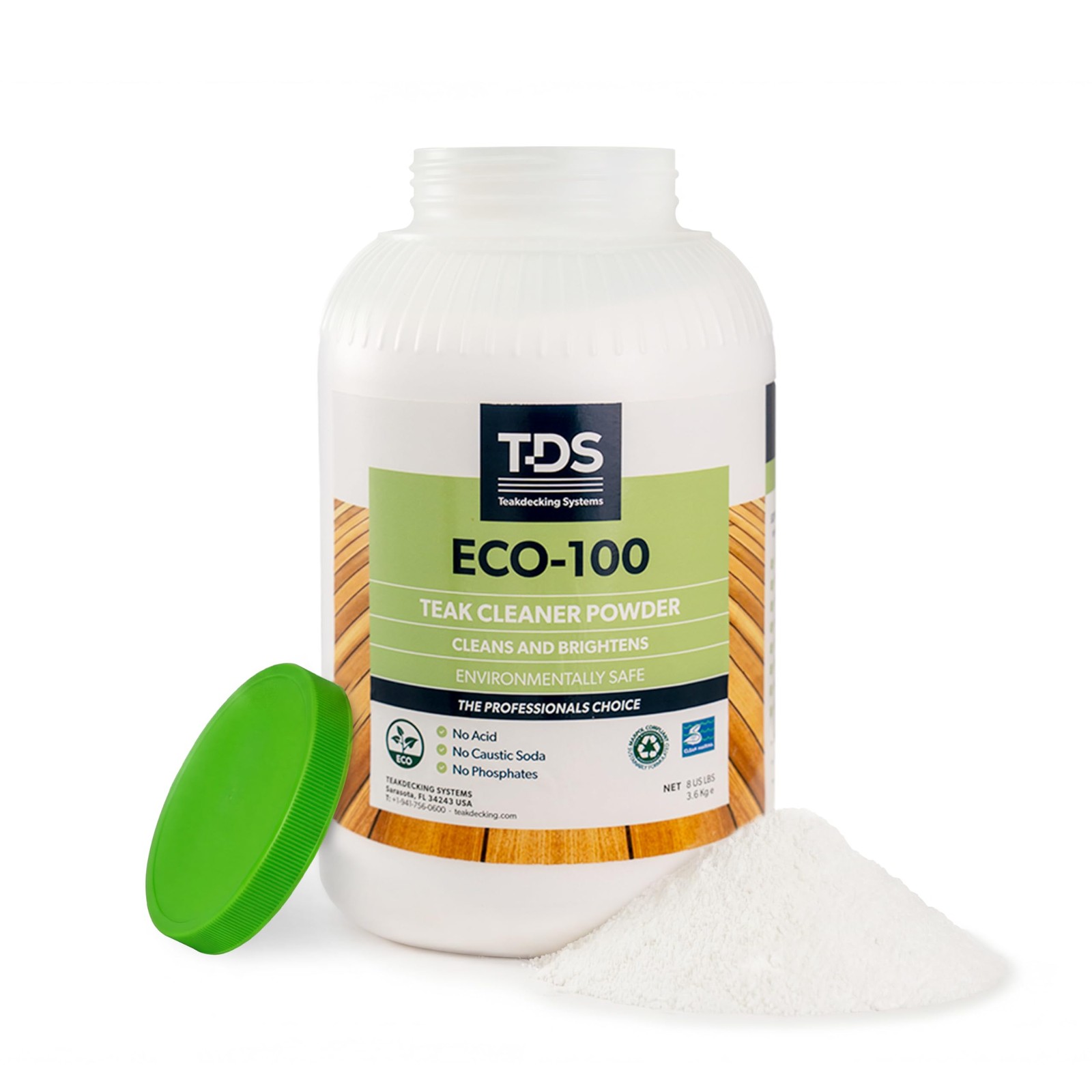 Teakdecking Systems Teak Cleaner Powder, 8lb – ECO-100 – Concentrated, High Perf