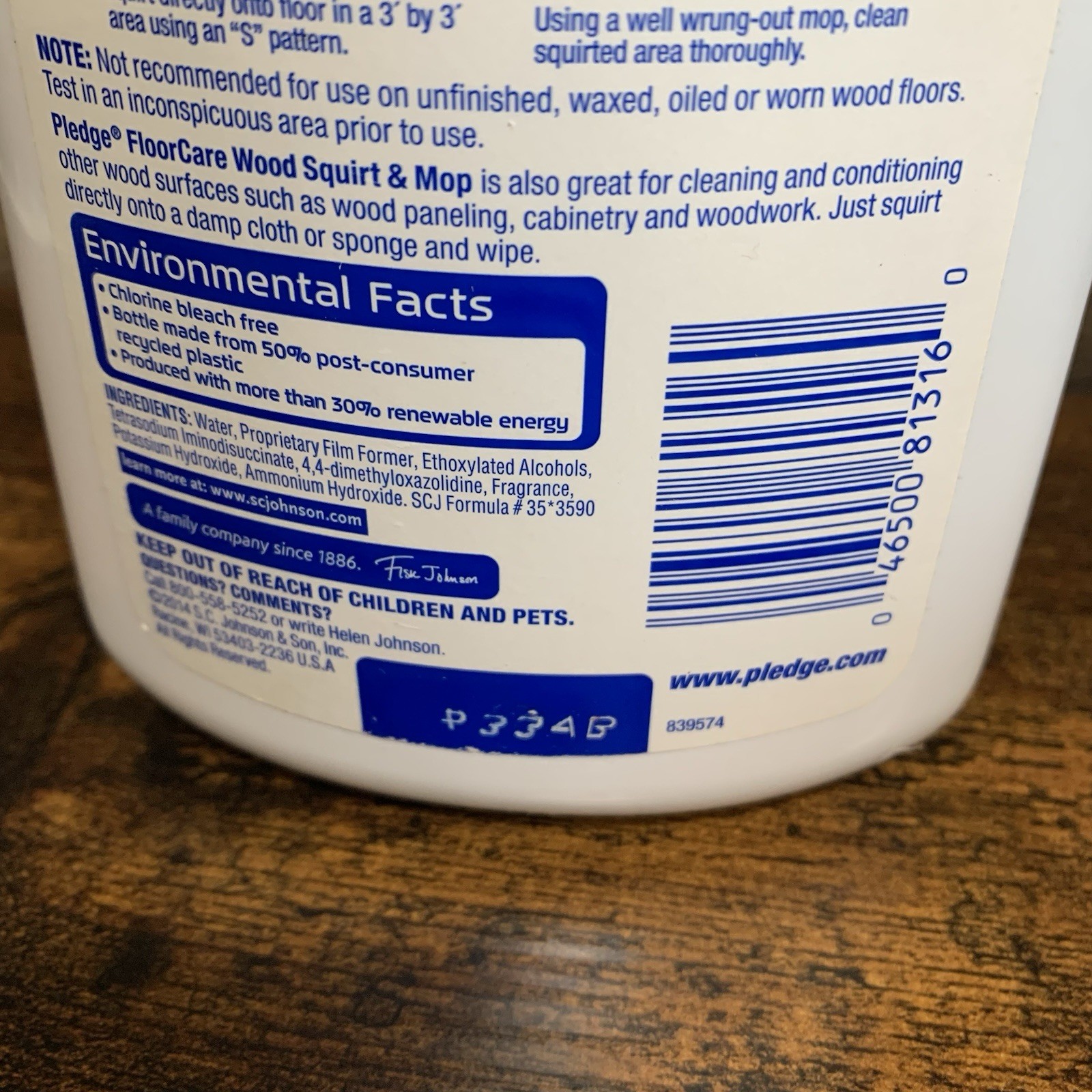 Pledge Floor Care Hardwood Cleaner Squirt & Mop Lemon Scent 27 Oz 95% Full