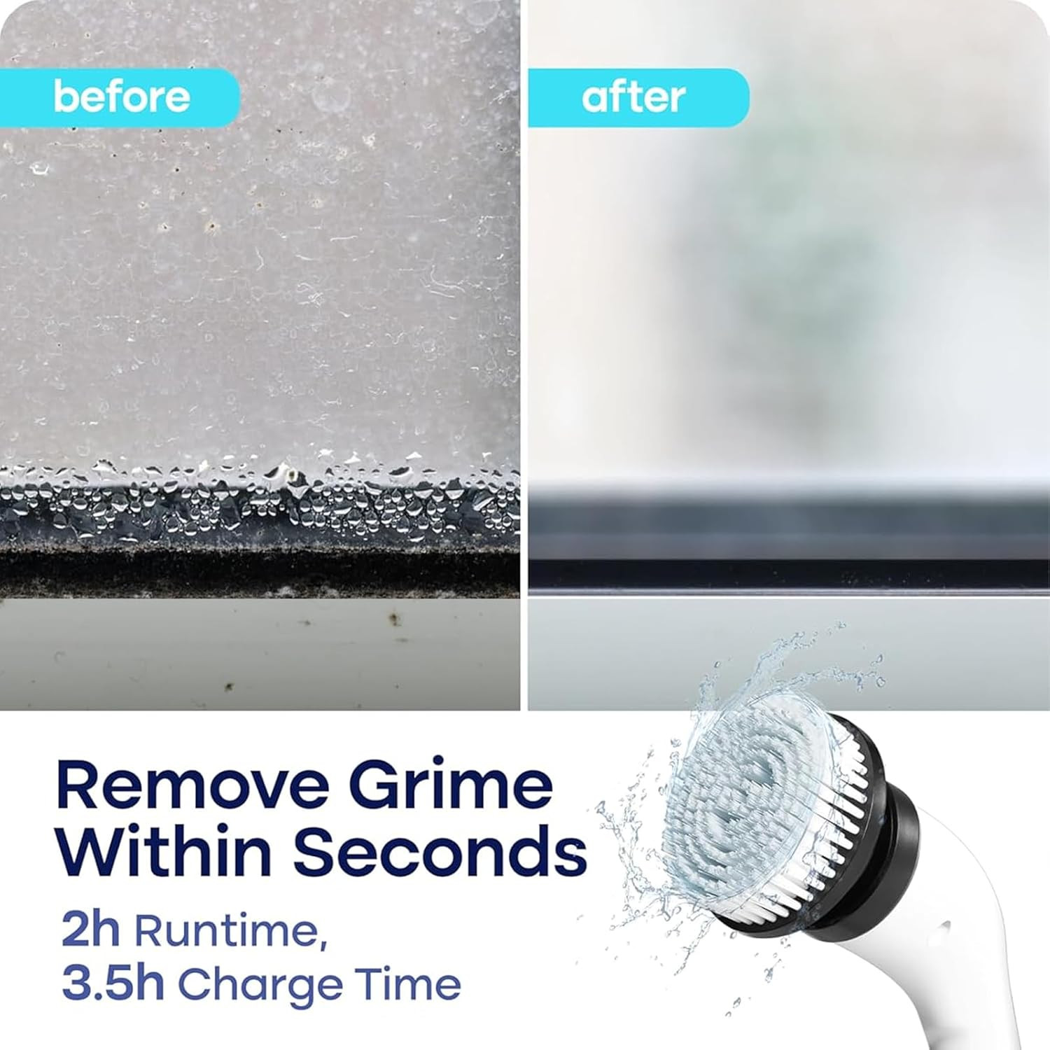 Electric Spin Scrubber for Cleaning, Adjustable Shower Brush with 7 Replaceable