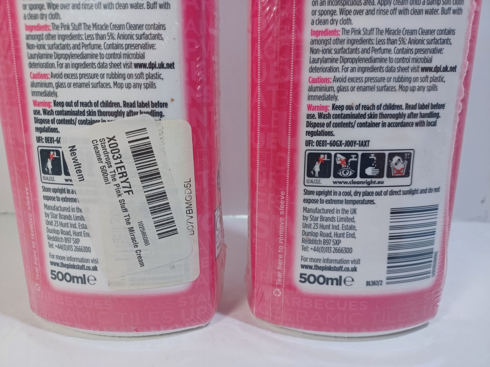 2 The Pink Stuff Stardrops Miracle Cream Cleaner 16.91oz bottle VEGAN