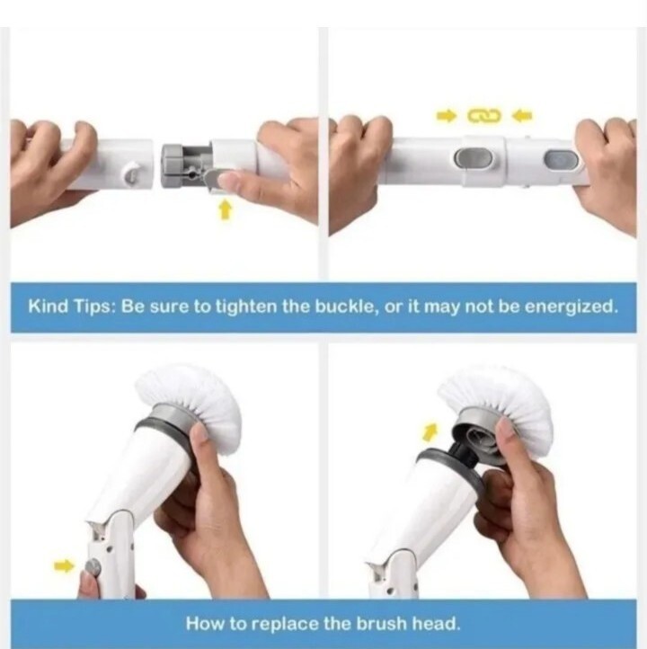 Electric Scrubtastic Rechargeable Cordless Spin Scrubber 4 Head Car Cleaning Mop