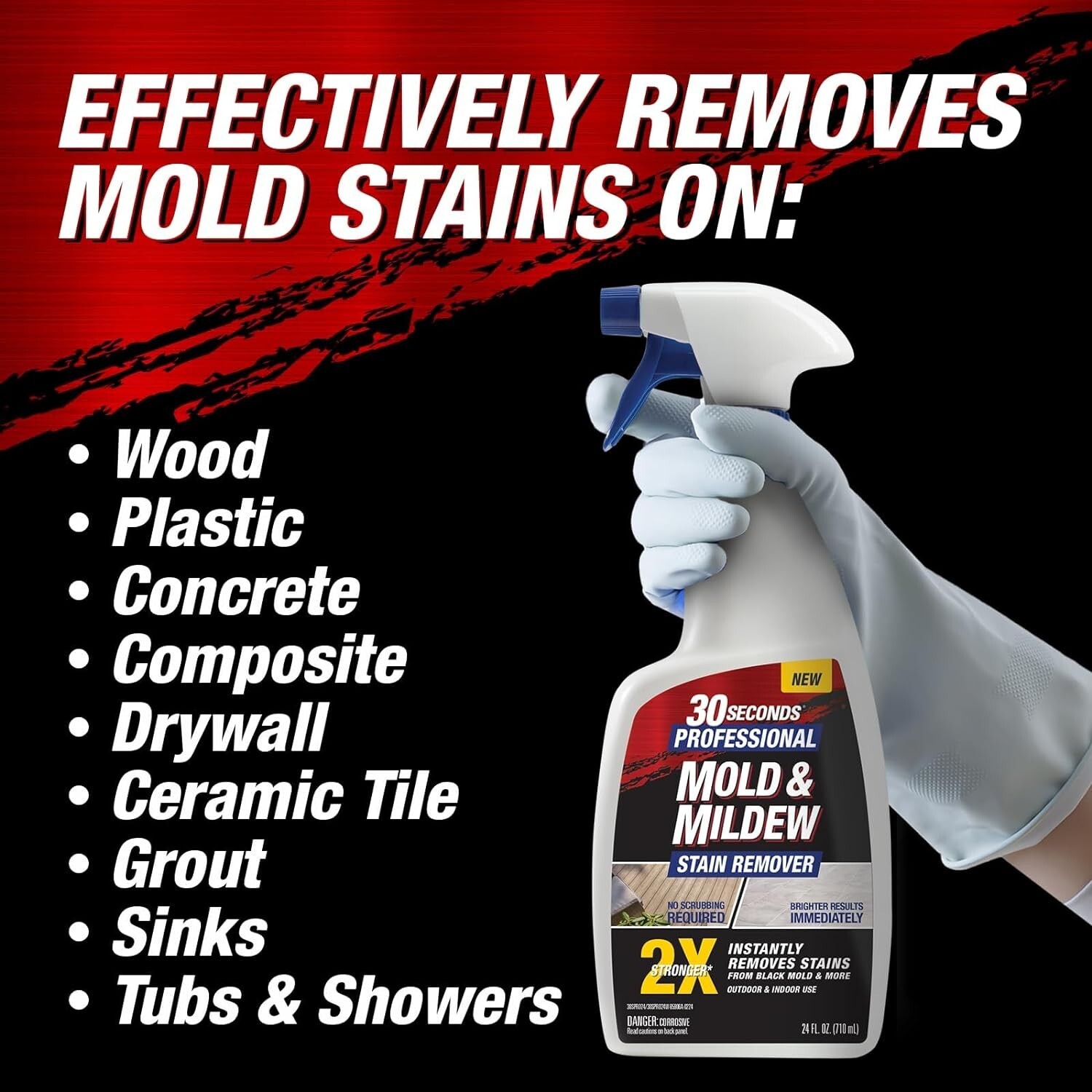 30 SECONDS Pro Mold and Mildew Stain Remover | Scrub Free | Brighter Results Ins