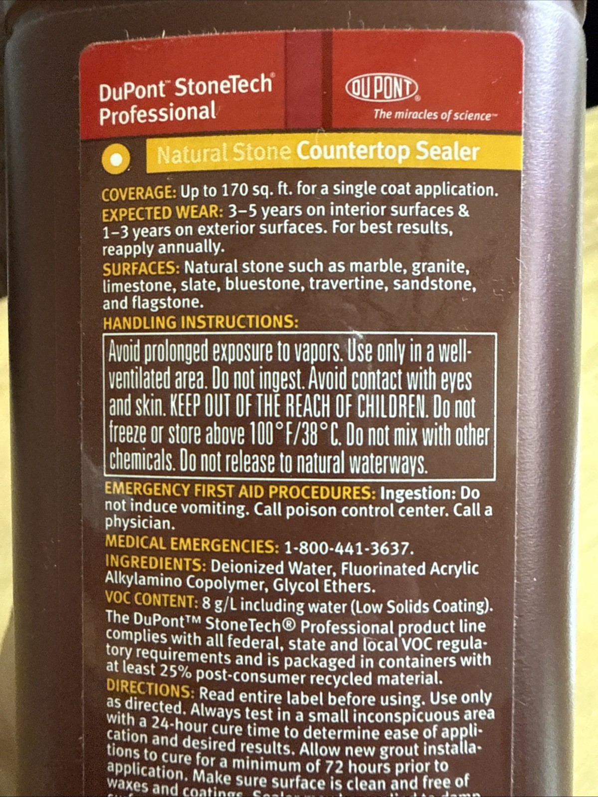 DuPont StoneTech Professional Natural Stone Countertop Sealer 24 Fl Oz