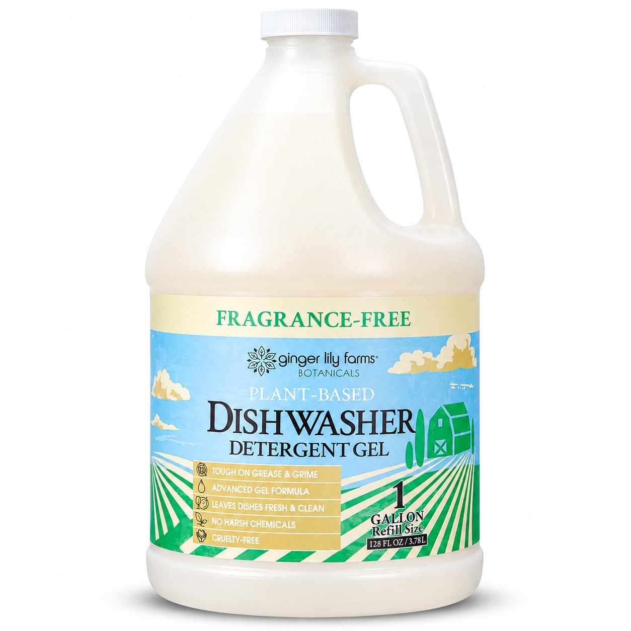 Plant-Based Dishwasher Detergent Gel, Fragrance-Free, 1 Gallon (128 Fl Oz) Re…