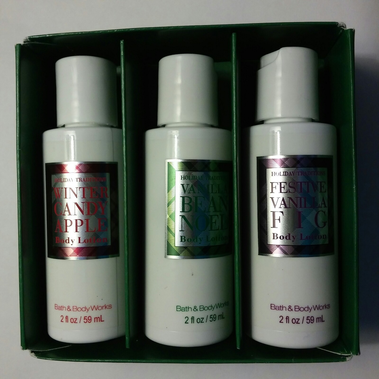 BATH & BODY WORKS SET OF 3 HOLIDAY TRADITIONS BODY LOTIONS 2.0 OZ. 59 ML. EACH