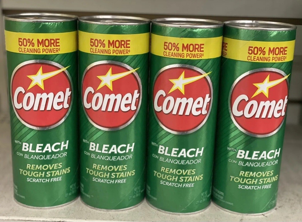 Lot Of 4 Comet Cleanser With Bleach 50% More 21 Oz Scratch Cleaner