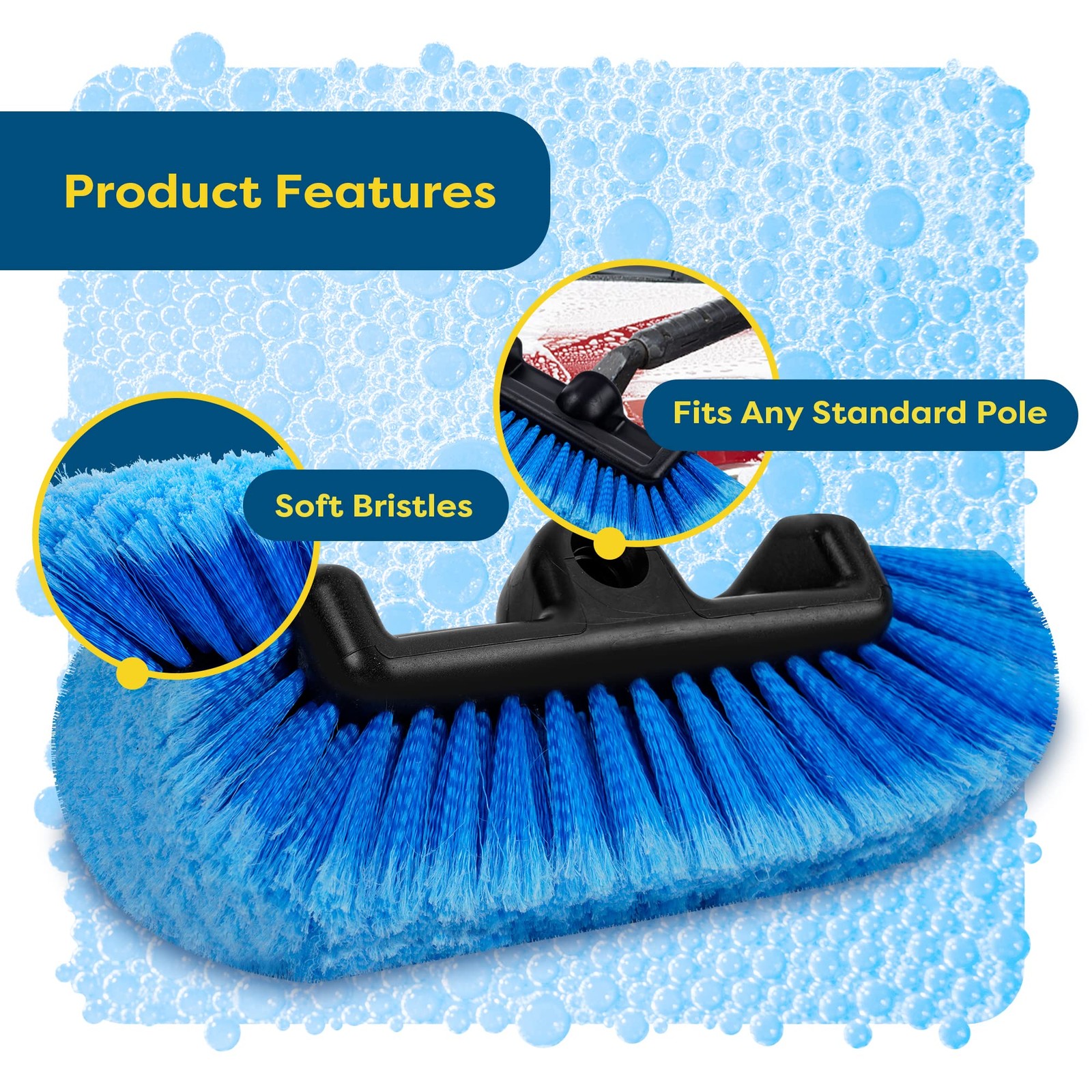 12″ Car Wash Brush with Soft Bristles for Car Truck Boat Deck & House Cleanin…