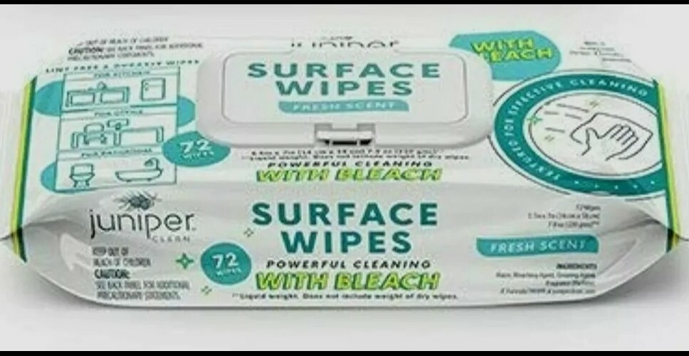 Juniper CLEAN Surface Cleaning Wipes with Bleach 72 Count (Set of 2 Packs )