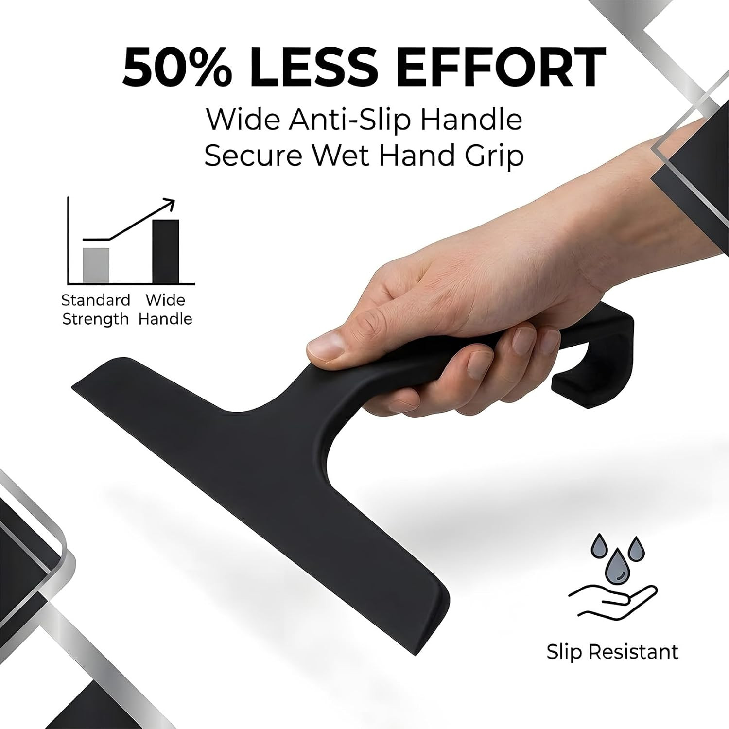 Bathroom Glass Shower Door Squeegee, Silicone & Metal, Black, 10″W X 9.2″L | Eff