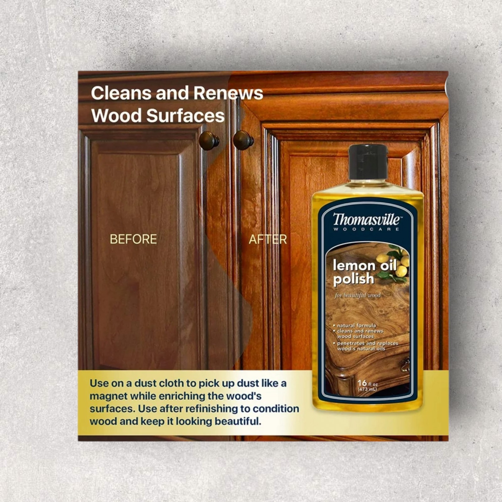 Thomasville Woodcare Lemon Oil Polish Wood Floor 16 fl oz USA New Clean Supply