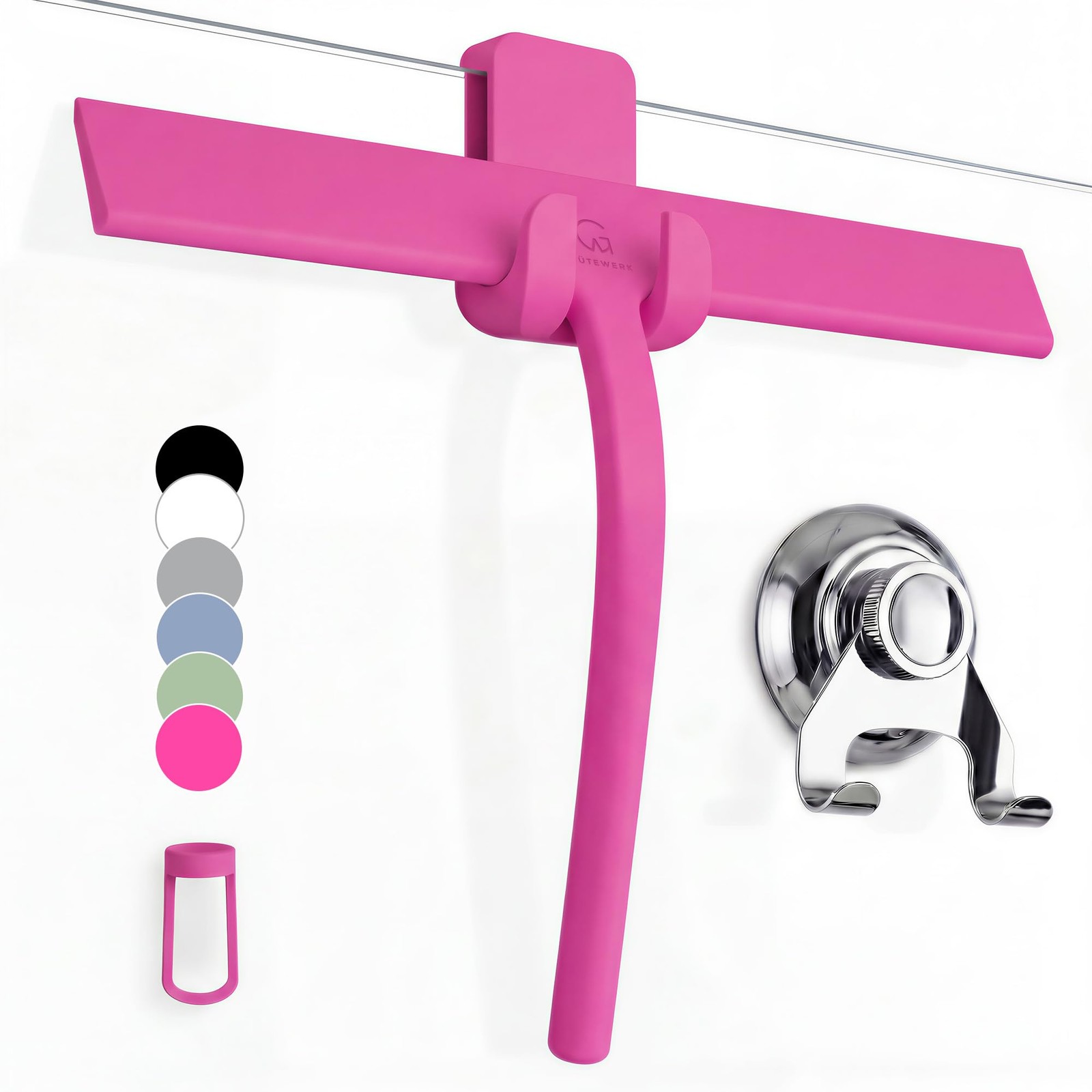 Silicone Shower Squeegee for Glass Doors & Mirrors with Stainless Steel Core,…