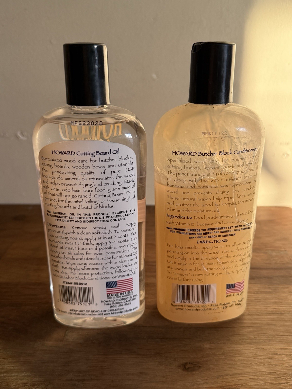 Howard Butcher Block Conditioner & Cutting Board Oil 12 oz/ea **NEW & USED** Lot