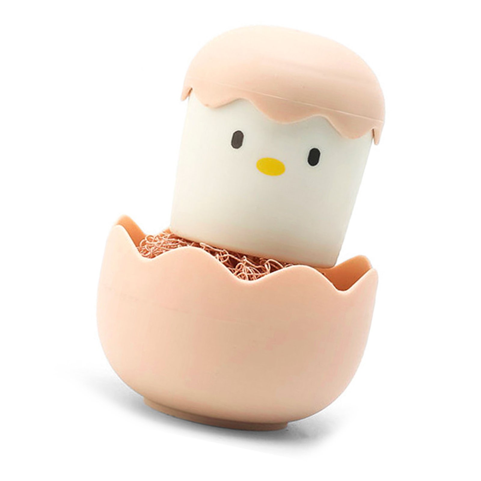 (Pink)Cartoon Eggshell Dish Cleaning Brush Long Lasting Easy To Grip Cute Kit US