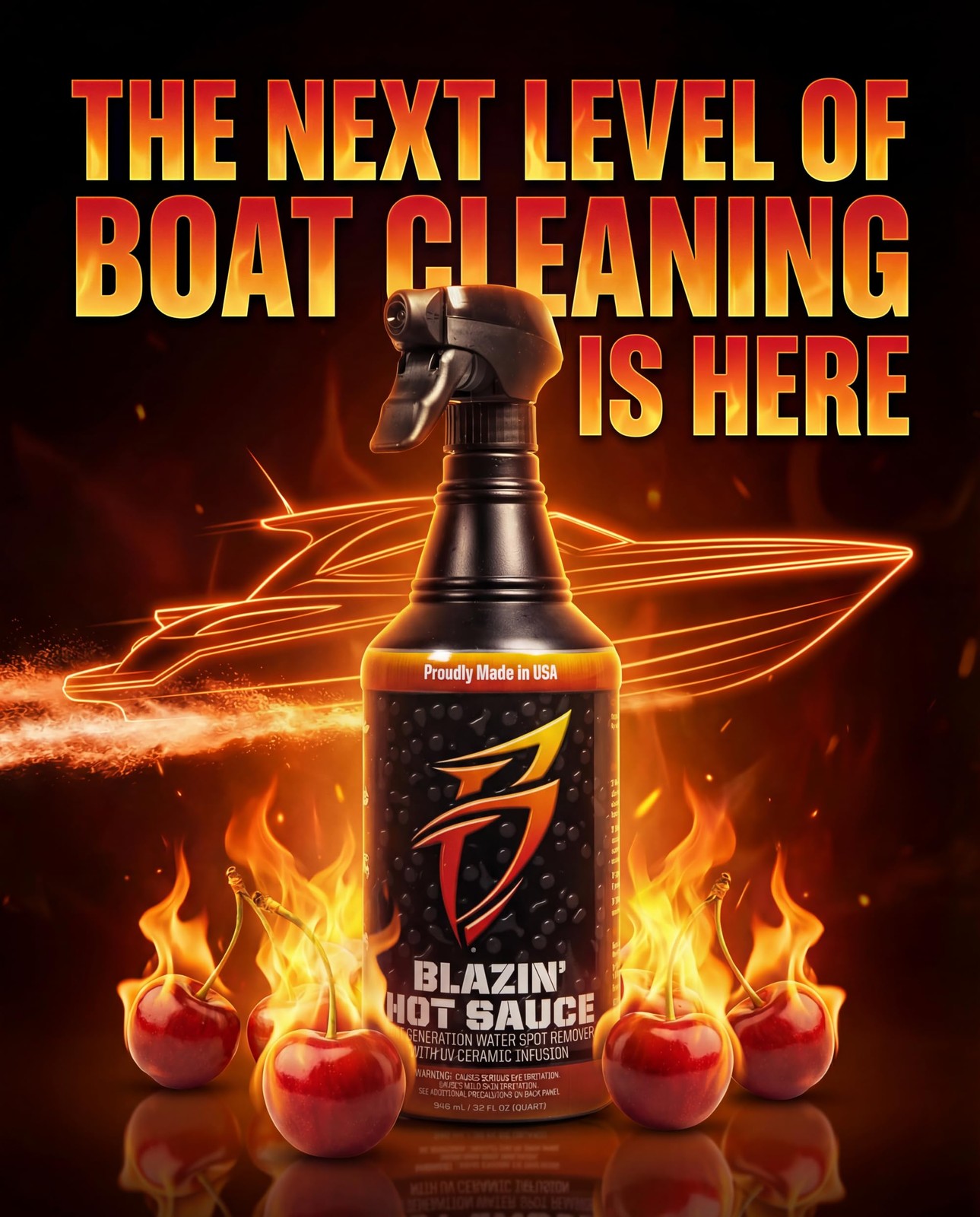 Blazin’ Hot Sauce Next Level Hard Water Spot Remover for Boats Watercraft 32 Oz