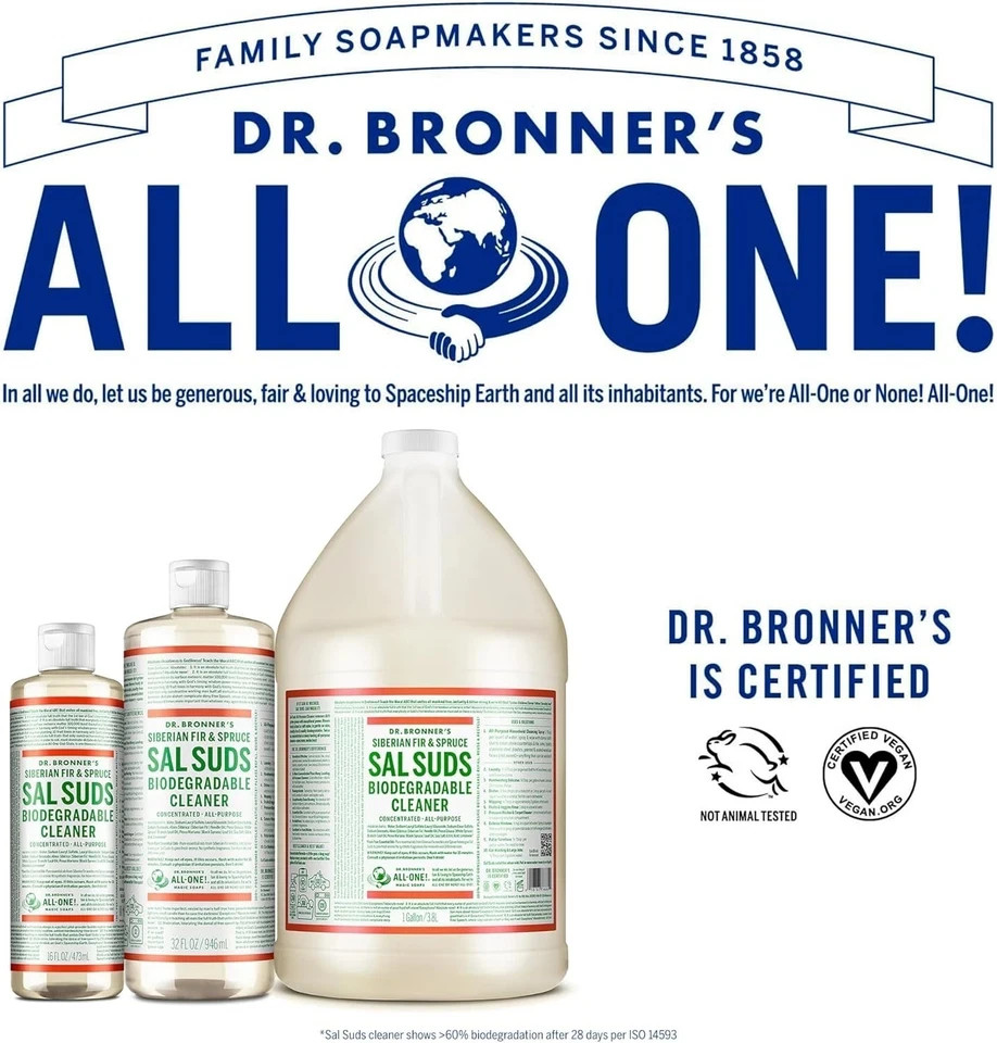 Dr. Bronner’s Sal Suds Concentrated Cleaner Siberian Fir Spruce 1 Gallon 128oz