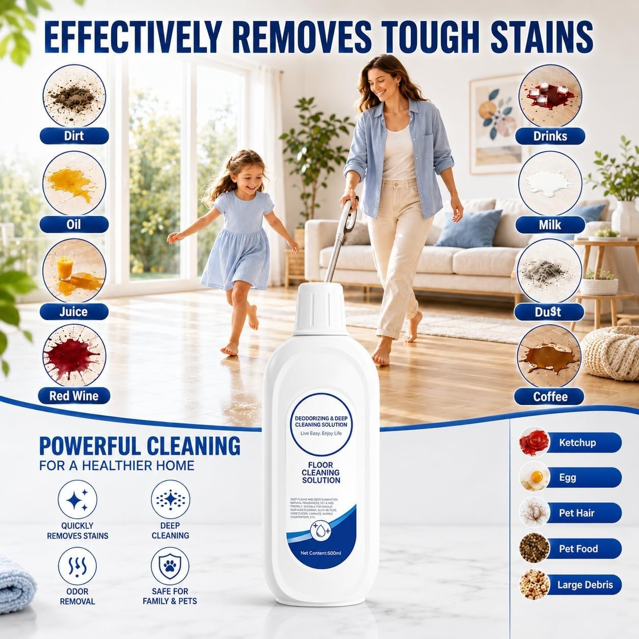 Natural Scented Multi-Surface Floor Cleaning Solution – 16.9 Fl Oz (Pack of 2)