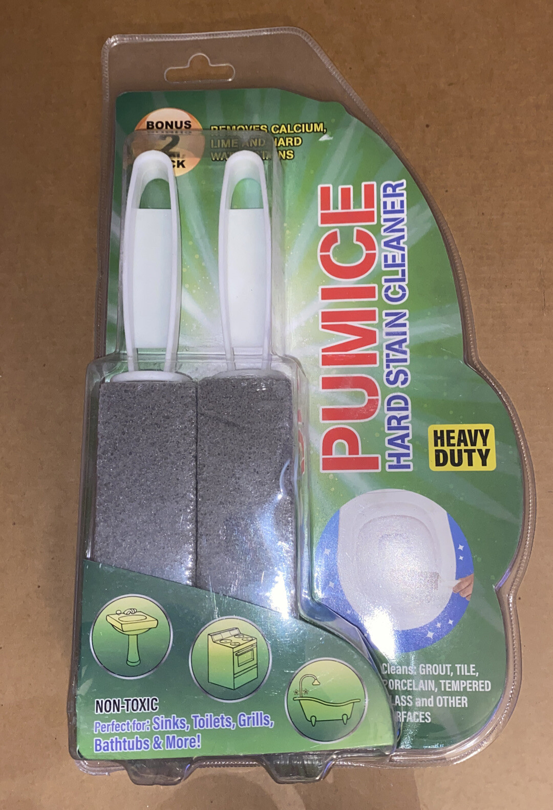 2Pcs Pumice Stone Cleaning Heavy Duty Handle Toilet Scouring Stain Remover Tool