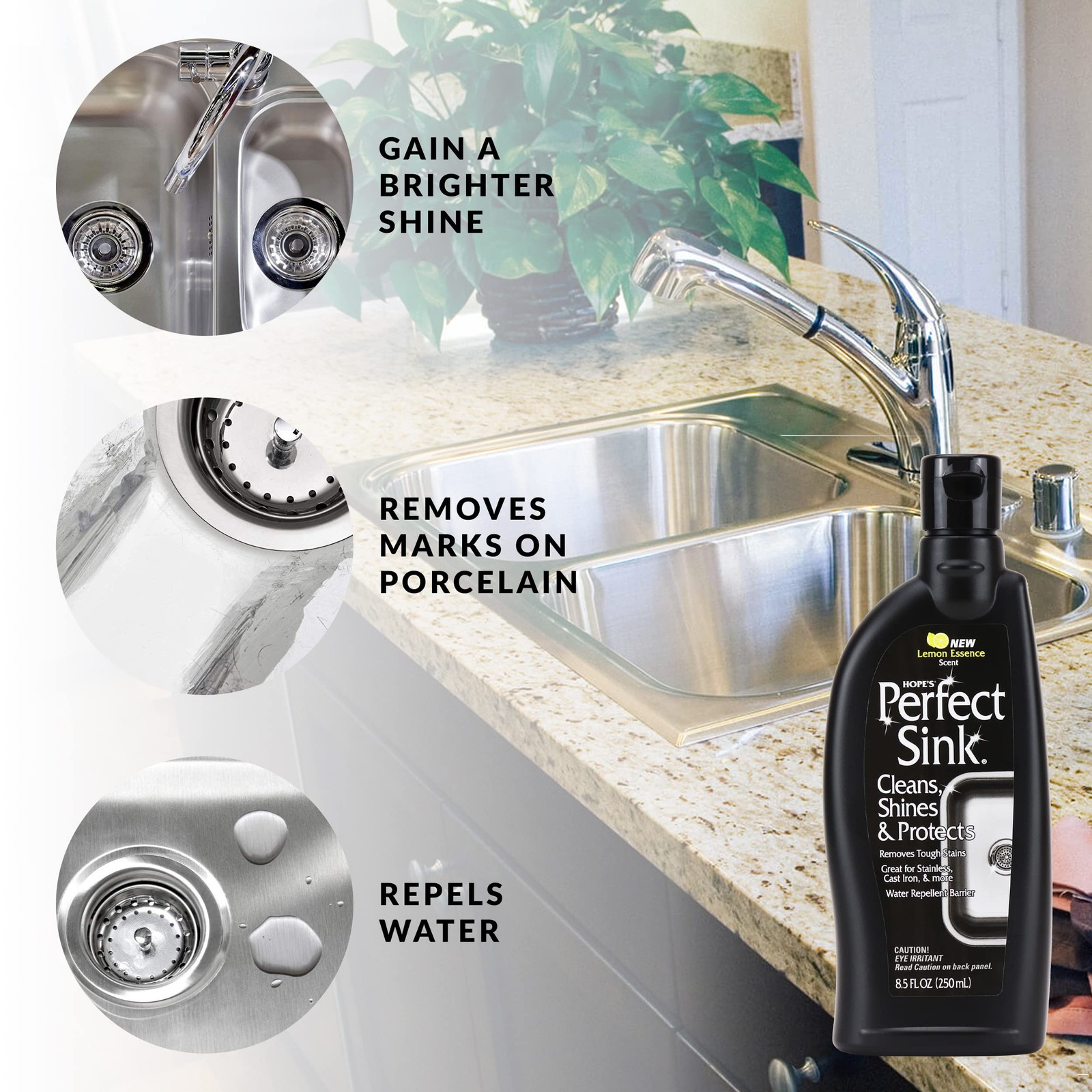 HOPE’S Perfect Stainless, Granite, and 17.5 Fl Oz (Pack of 3), Bundle