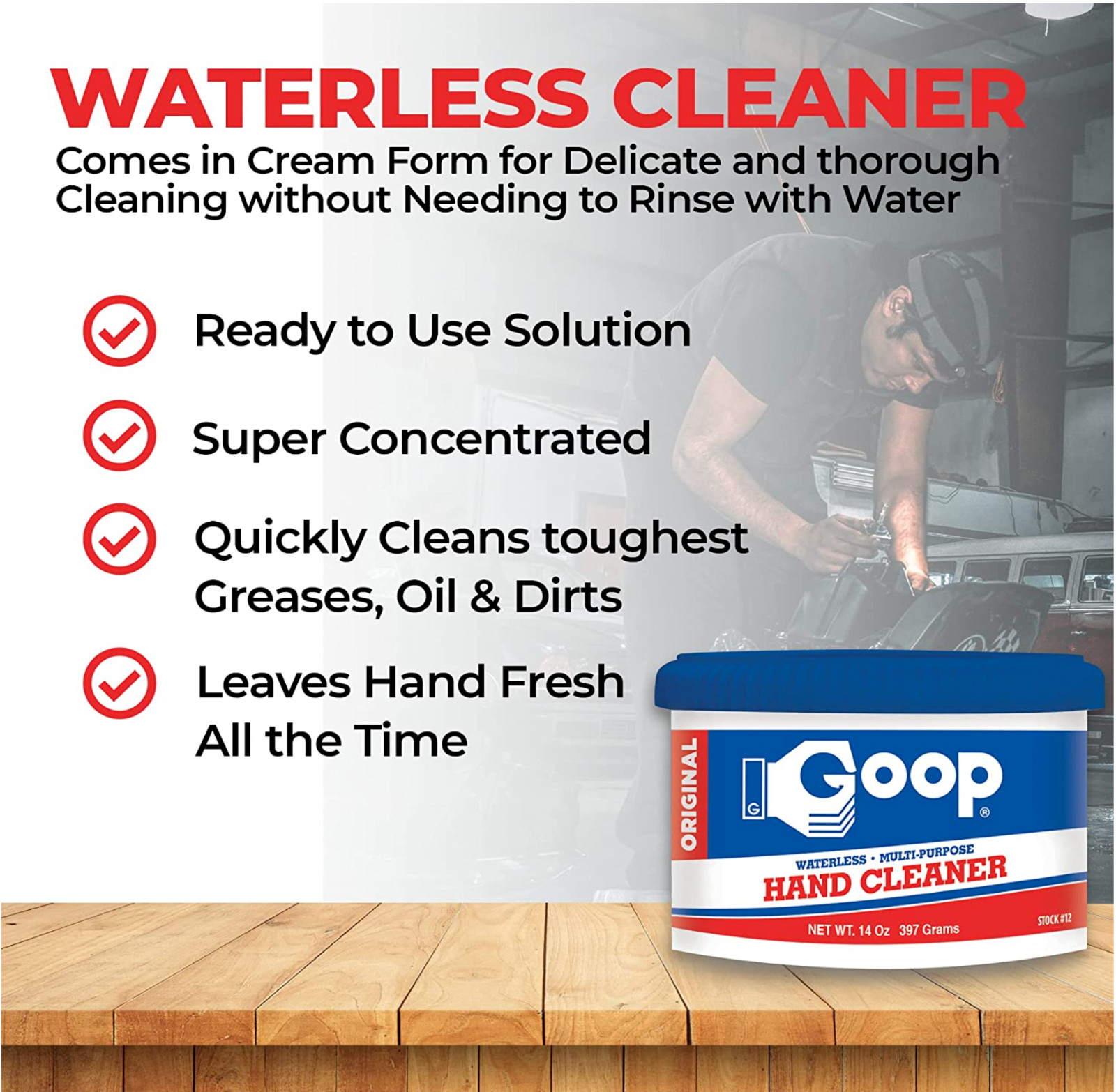 Original Goop Multi-Purpose Hand Cleaner – Waterless Hand Degreaser 14 Oz