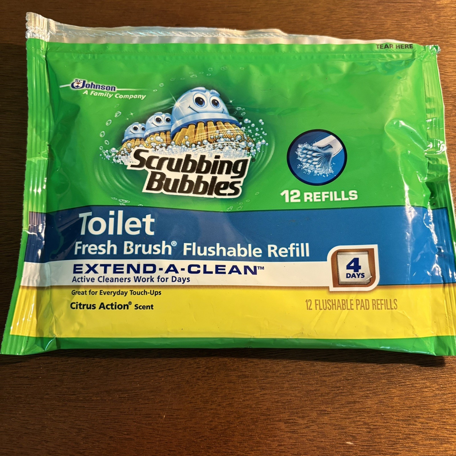 Scrubbing Bubbles Fresh Brush Flushable Toilet Cleaning Citrus Pad Refill -2 Lot