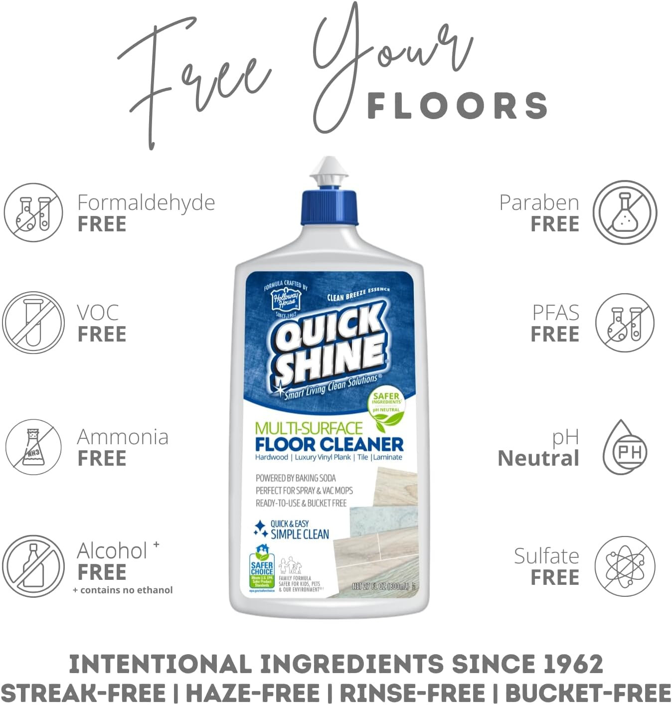 Quick Shine Floor Cleaner 27 Oz 2 Pack Hardwood Laminate Tile No Rinse