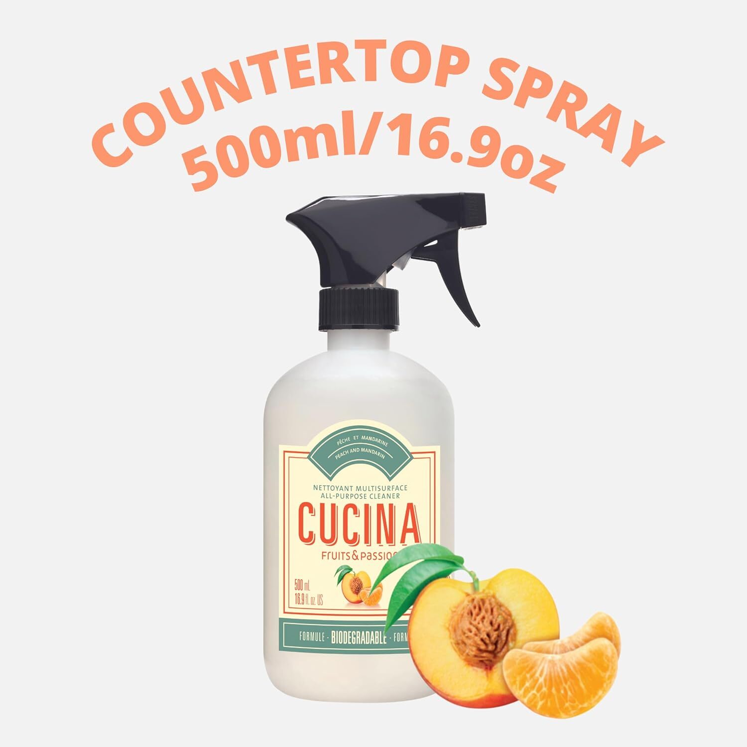 Fruits & Passion Peach Mandarin All Purpose Cleaner, Countertop Spray 16.9oz