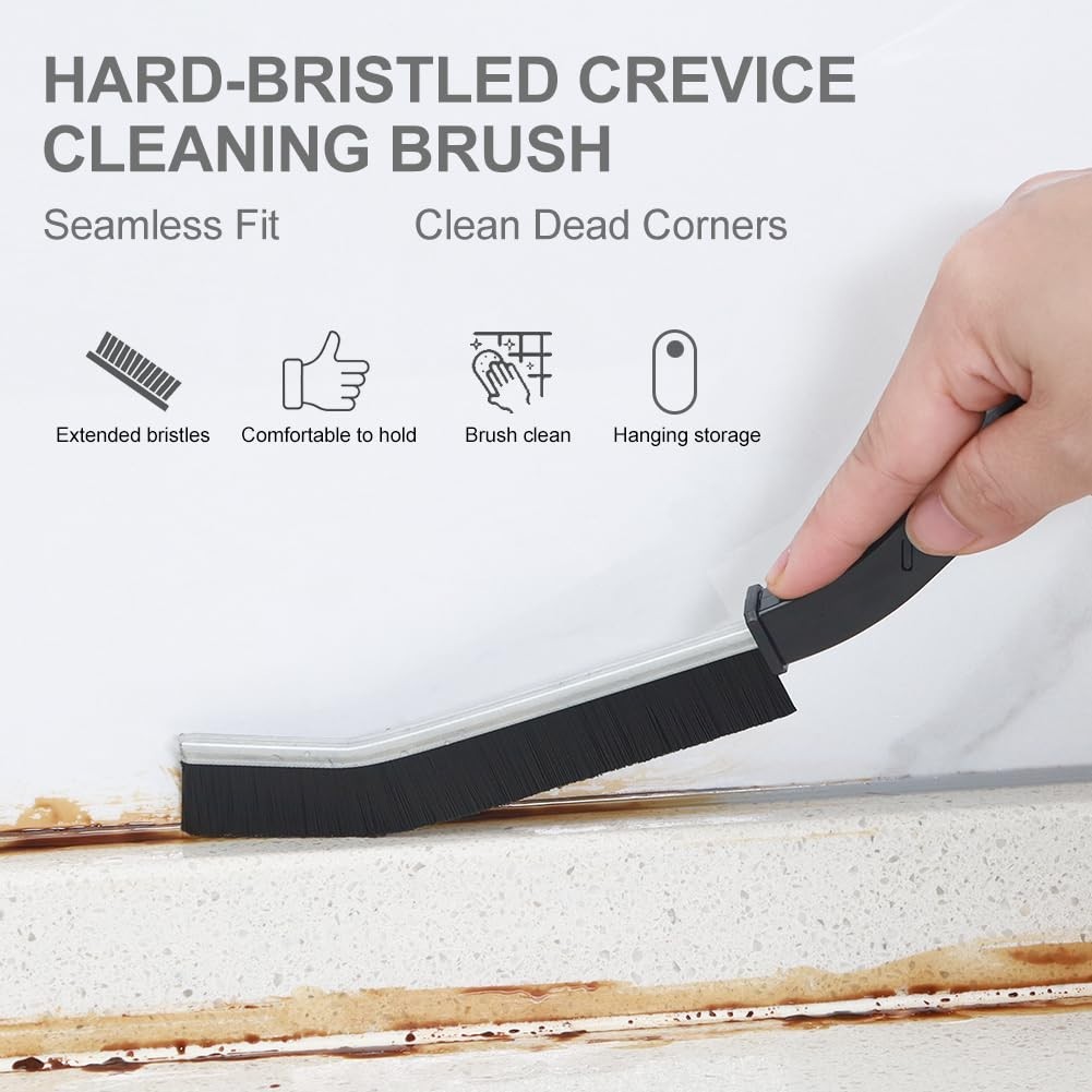 Small Gap Cleaning Brush, Hard Bristle Scrubber, Sink Tub Cleaner, Black