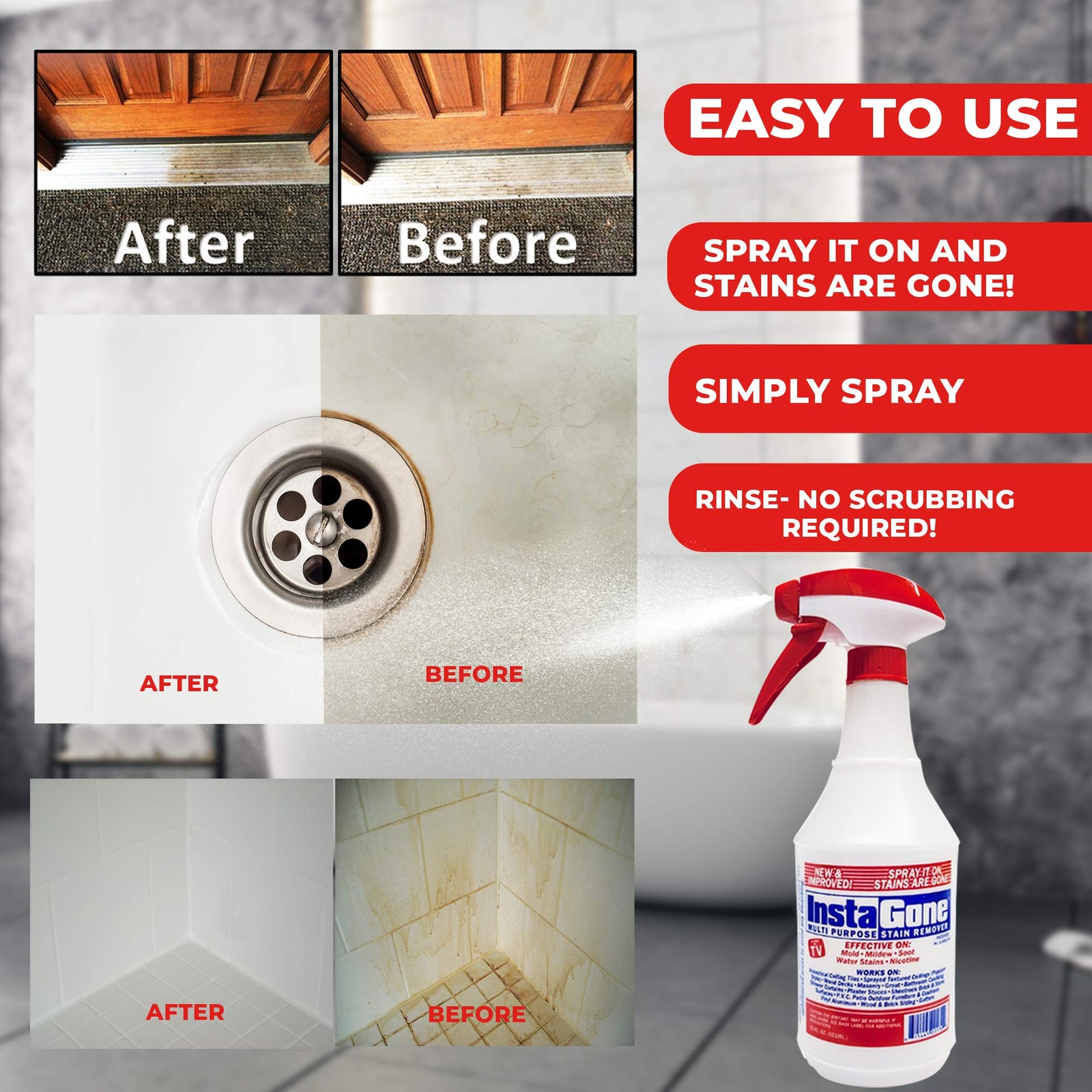 Stain Remover 8 Refill Pack 24oz Spray Bottle Just Add Water Indoor Outdoor