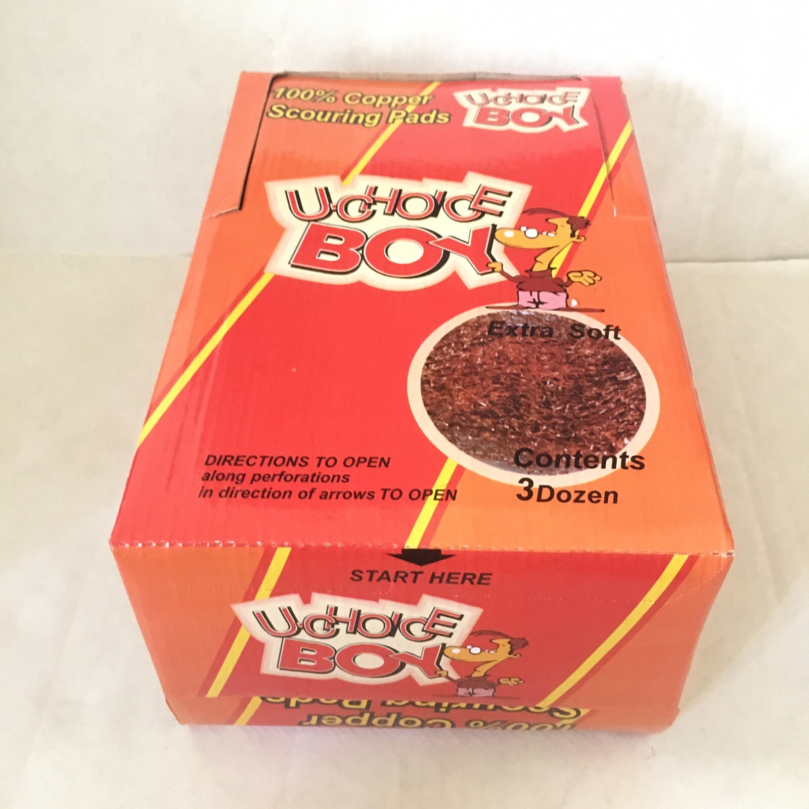 3 Dozen U-Choice Boy 100% Copper Light-Medium Duty Scour Dishwash Scrub Pads
