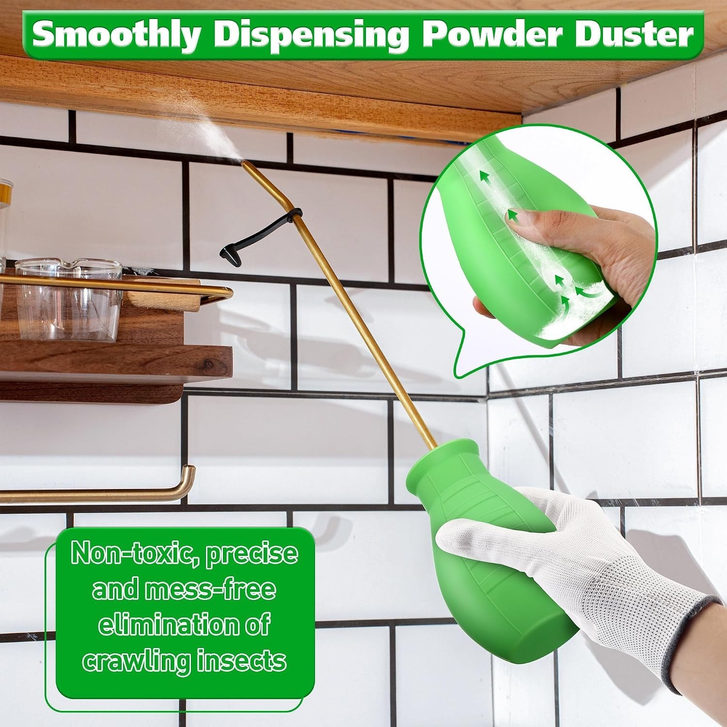 Effortless Powder Application – 8oz Duster with Extendable Handle for Gardening