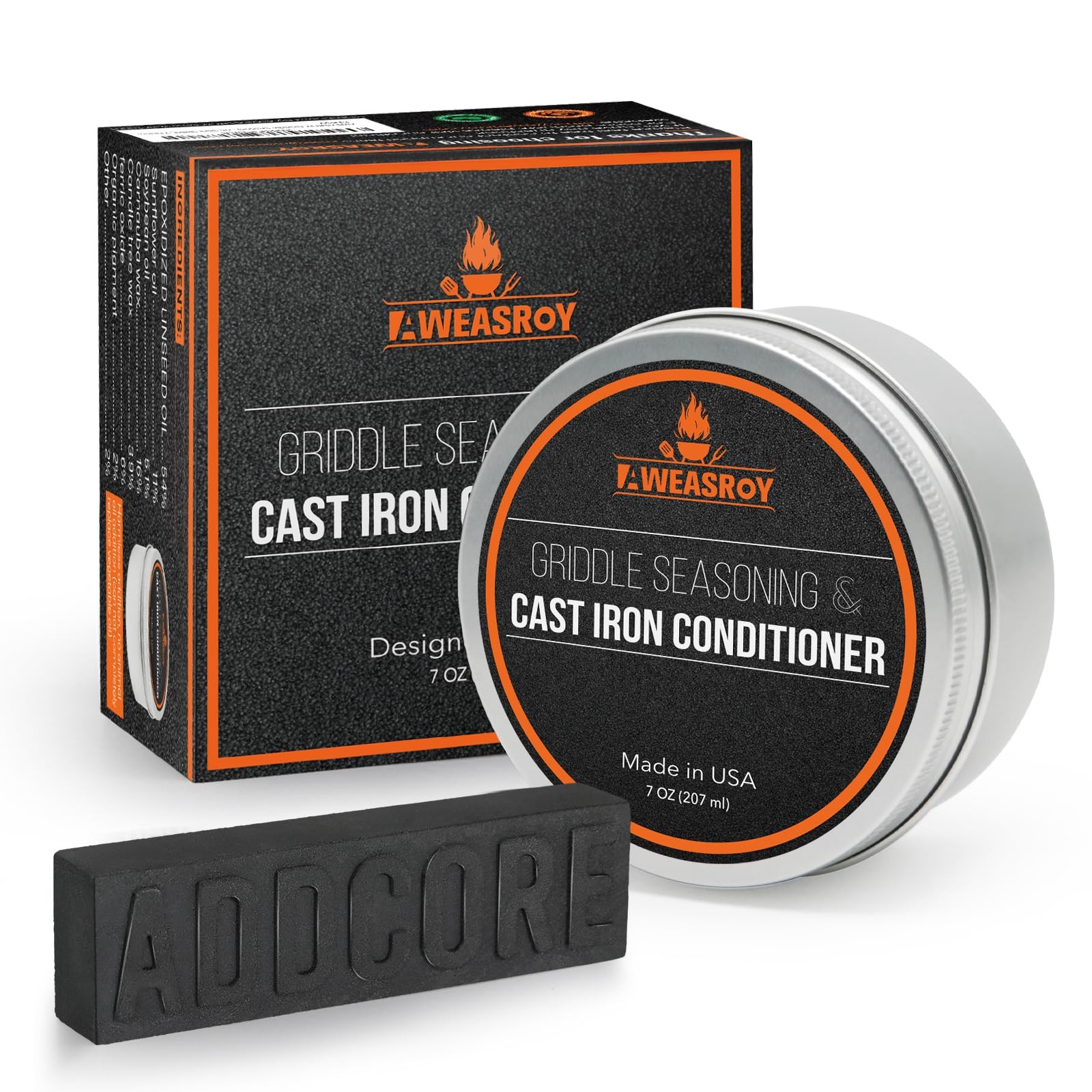 AWEASROY Griddle Seasoning & Cast Iron Seasoning Conditioner 7 OZ Care Kit, w…