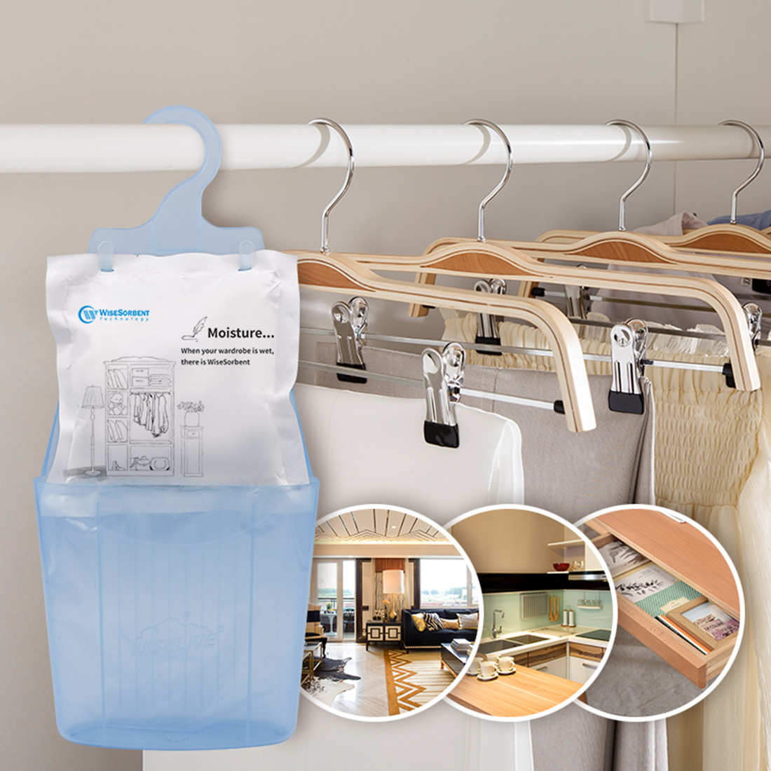 Moisture Absorber Hanging Bags Hanging Closet Dehumidifier Bags-Pack of 8 Pack