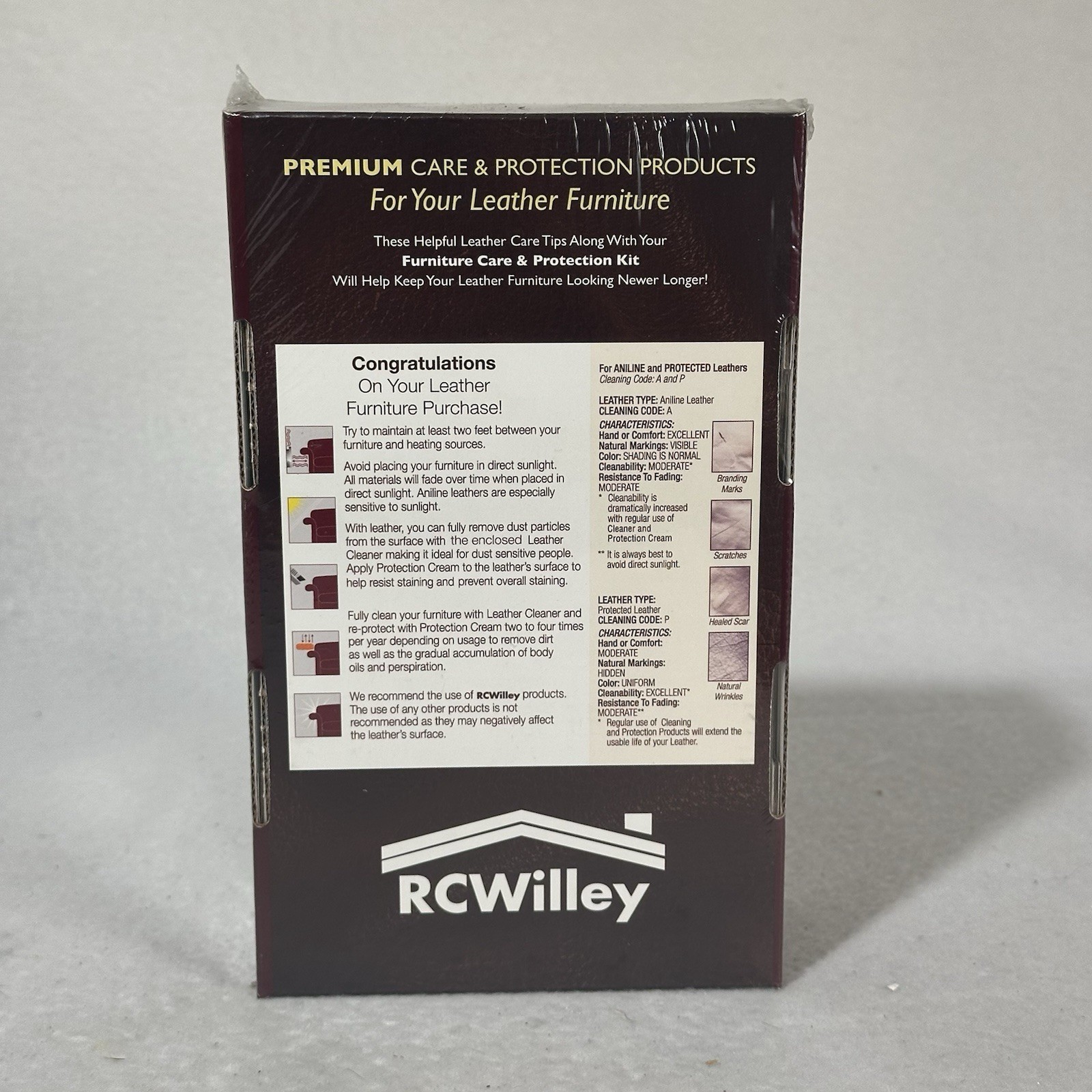 RC Willey Leather Furniture Care & Protection Kit Sealed