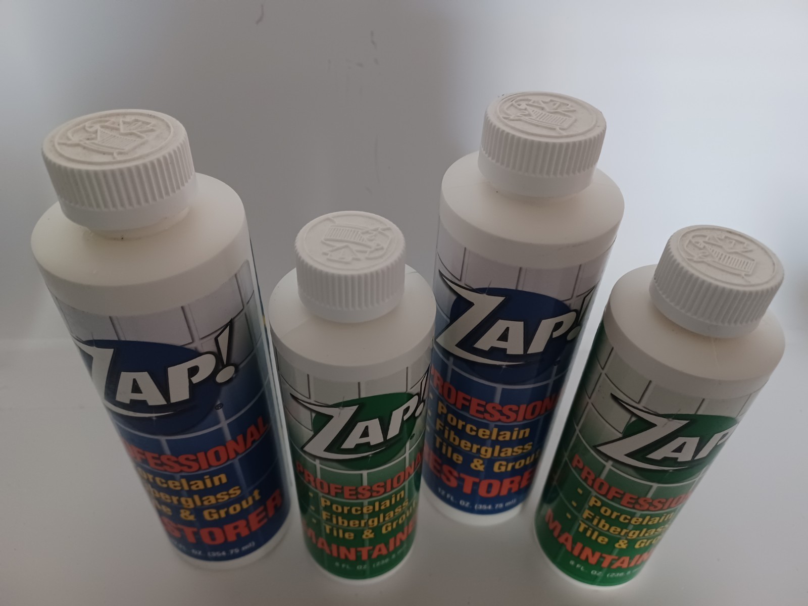 ZAP Professional Restorer/Maintainer Porcelain-Tile/Grout-Fiberglass 4) 8/12 Oz