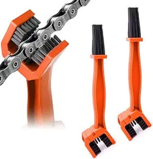2 PCS Motorcycle Chain Brush, Bicycle Chain Cleaning Brush Tool, Color: Orange