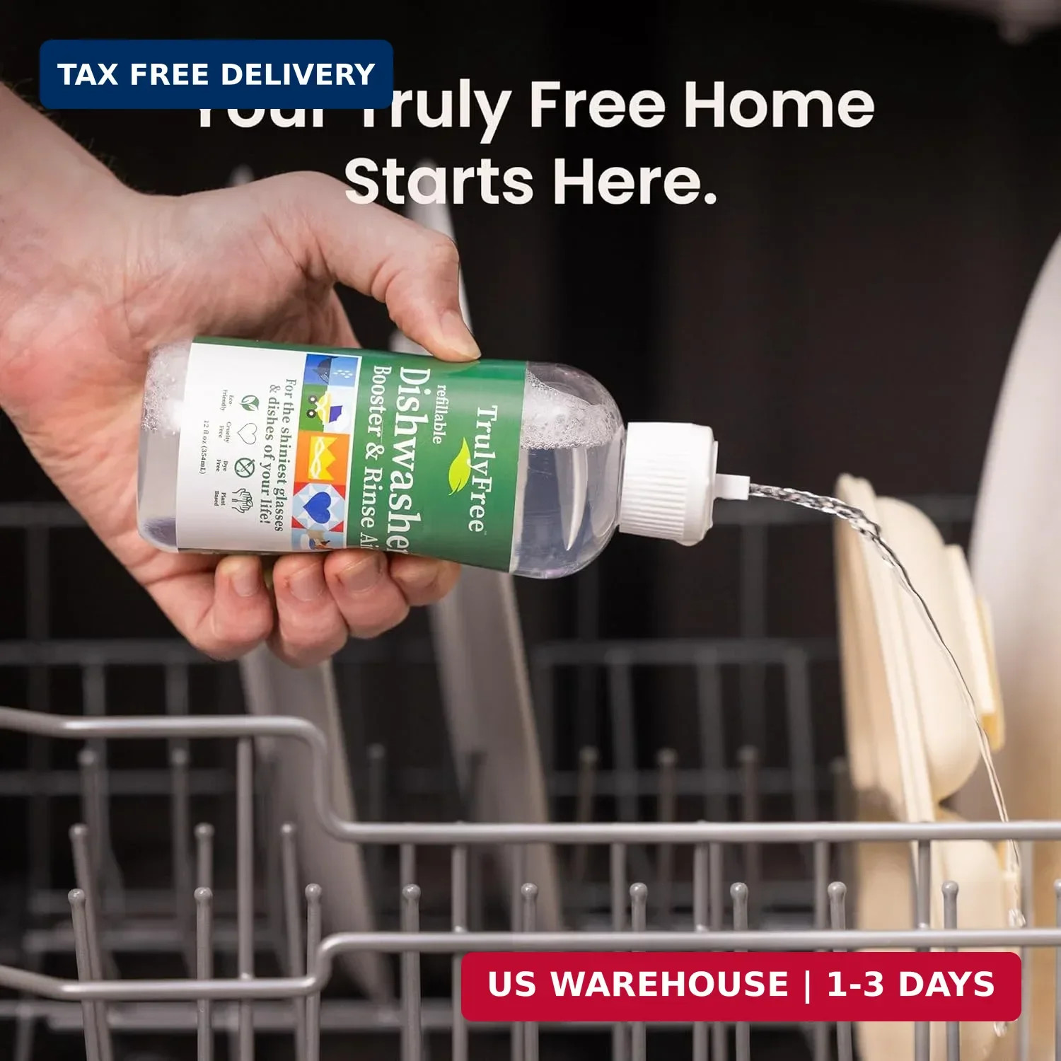 Truly Free Natural Dishwasher Booster & Rinse Aid Kit – Non-Toxic Dishwashing Ai