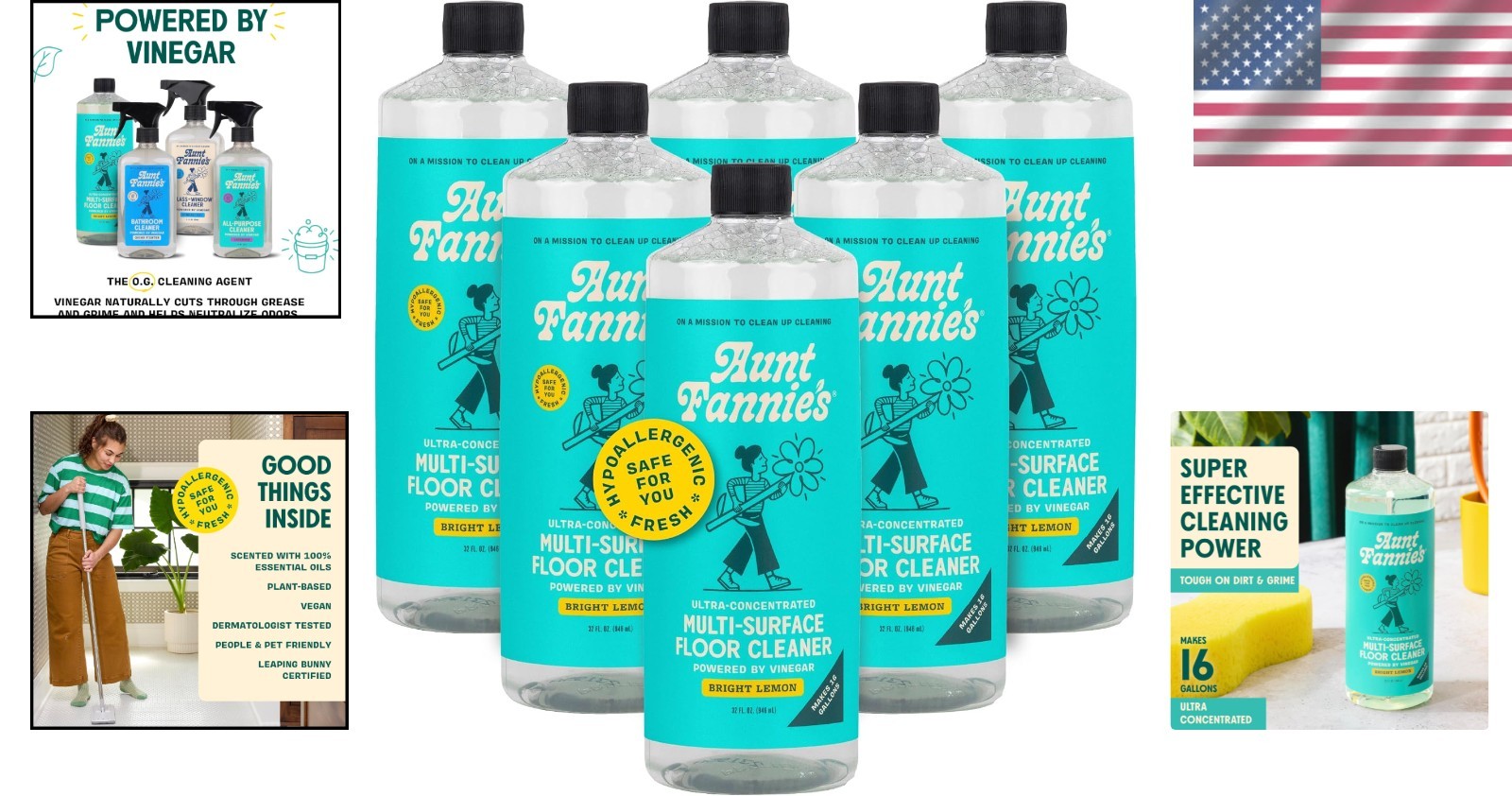 Concentrated Floor Cleaner, Bright Lemon Scent, 6-Pack