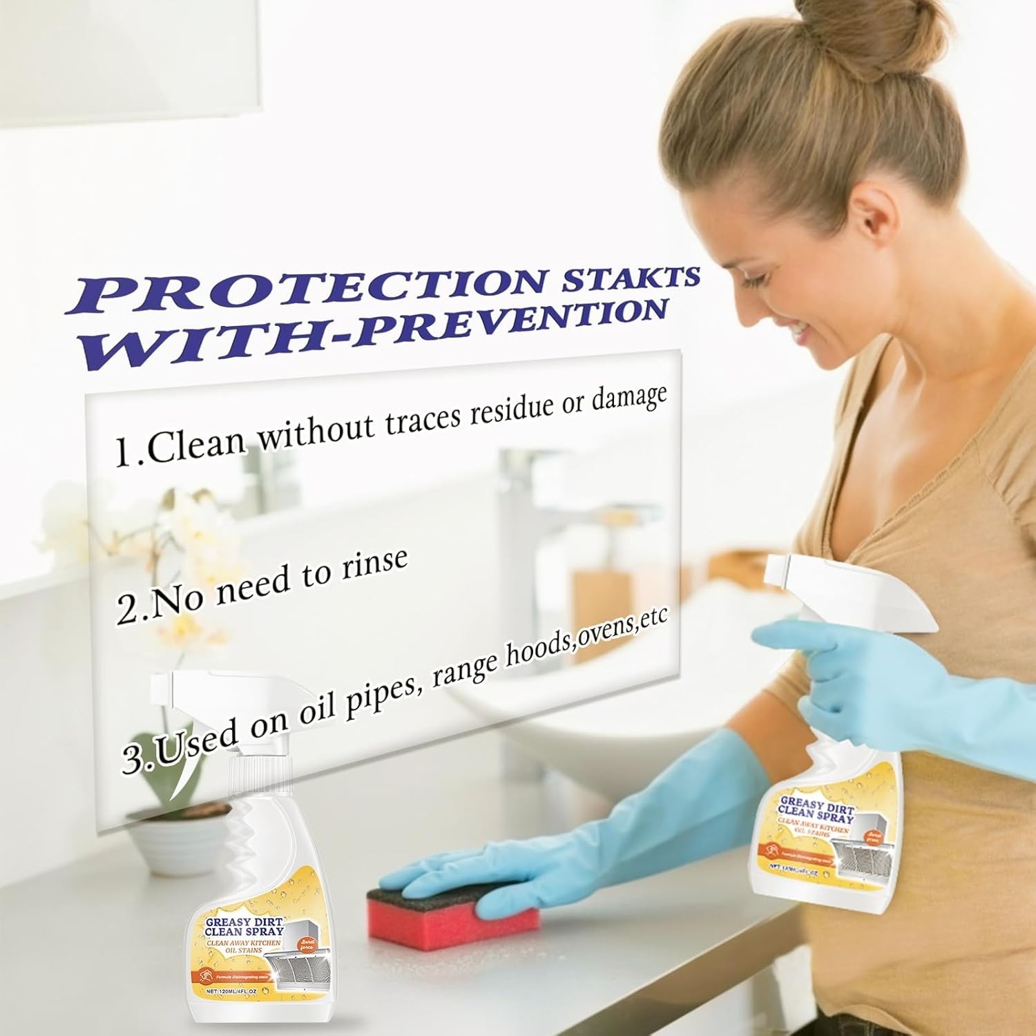 2pcs All-Purpose Oil Stain Cleaner Spray – Effortless Kitchen & Bathroom Care